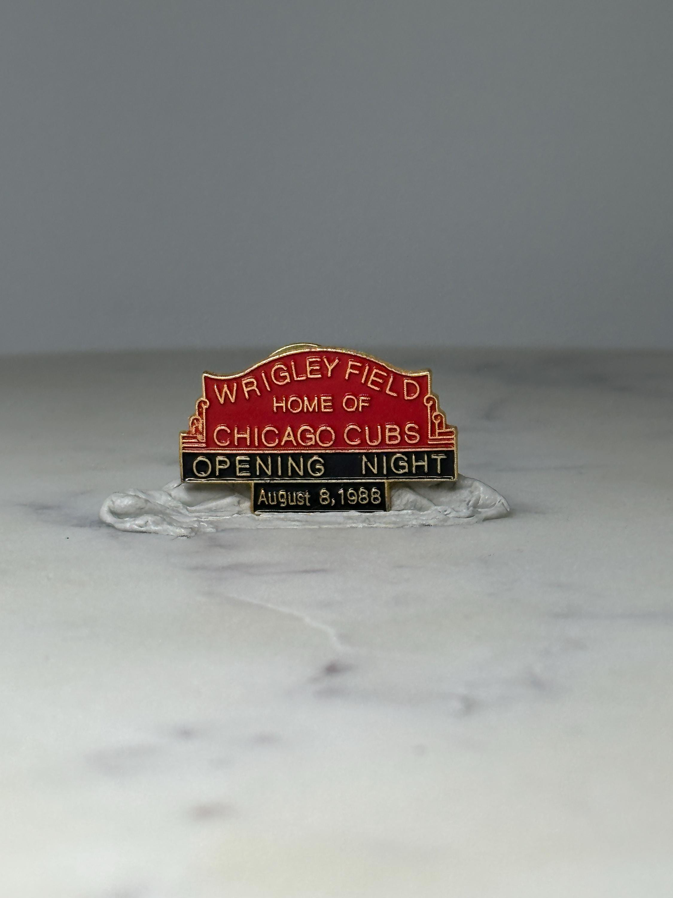 Vintage Wrigley Field Pin: Red & Gold Enamel - 1988 Opening Night Accessory