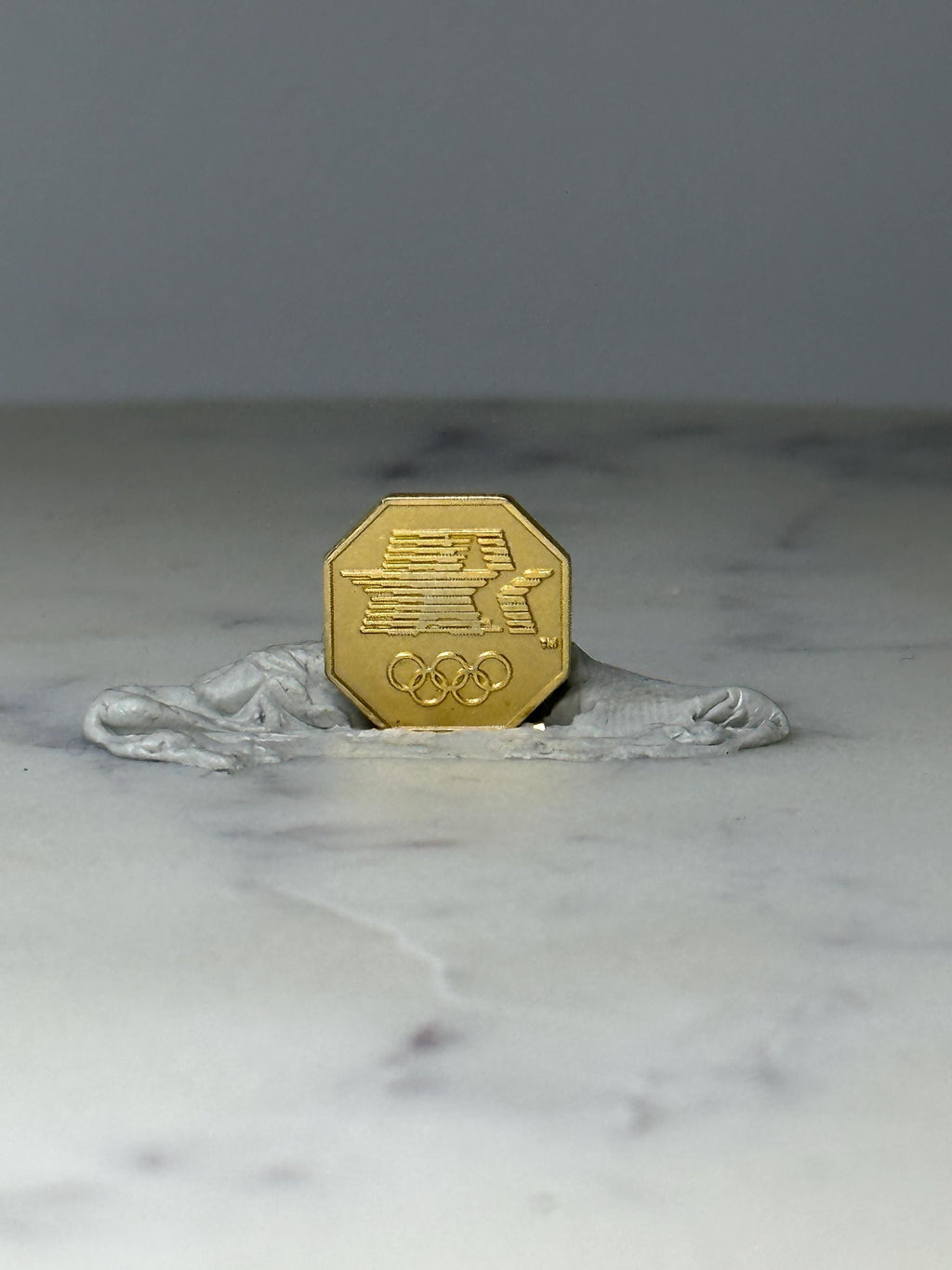 Vintage Olympic Lapel Pin: Gold Tone - 1980s Sports Accessory