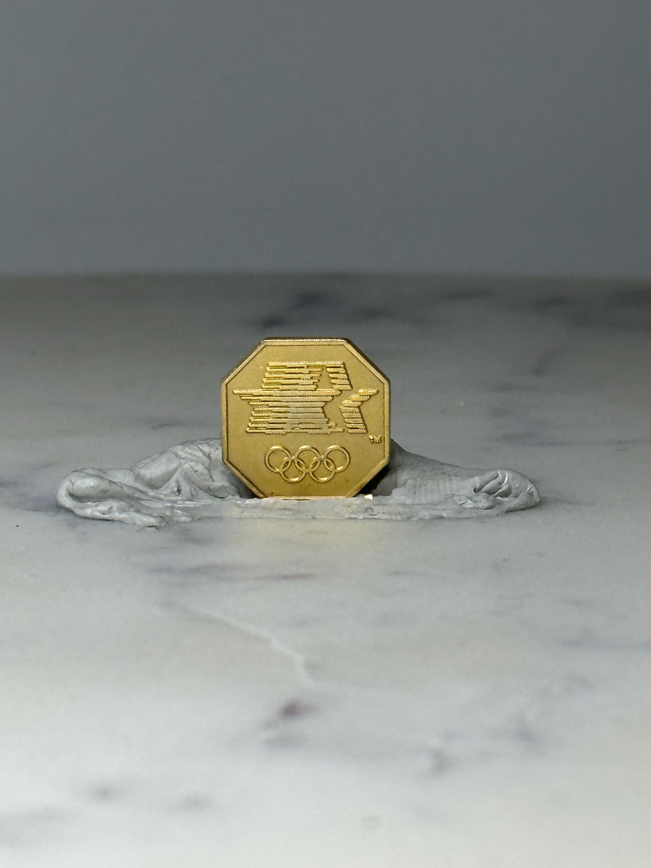 Vintage Olympic Lapel Pin: Gold Tone - 1980s Sports Accessory