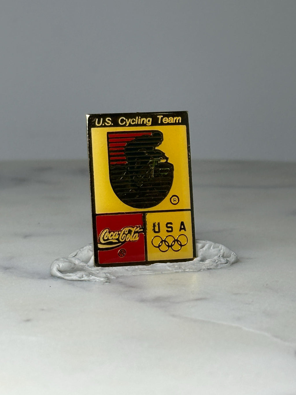 Vintage U.S. Cycling Team Enamel Pin: Red Yellow Black - Olympic Era Accessory