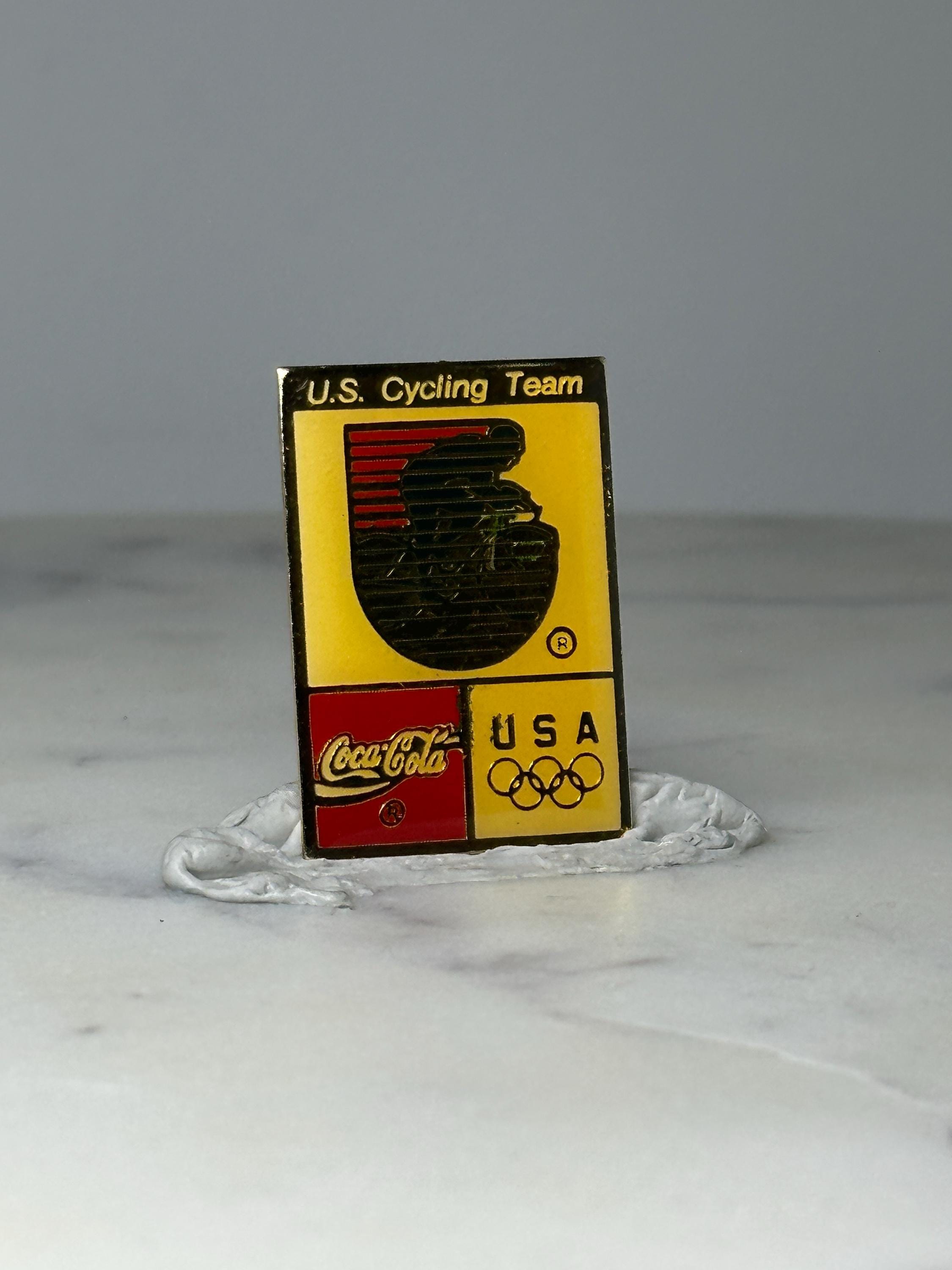 Vintage U.S. Cycling Team Enamel Pin: Red Yellow Black - Olympic Era Accessory