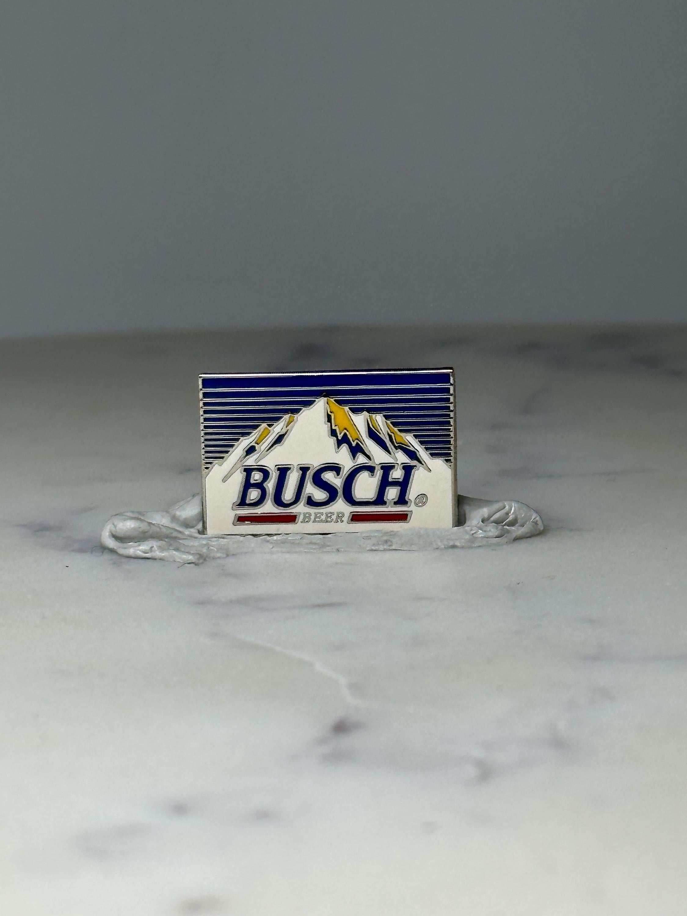 Vintage Busch Beer Logo Lapel Pin: Enamel Mountain Design - 1980s Bar Accessory