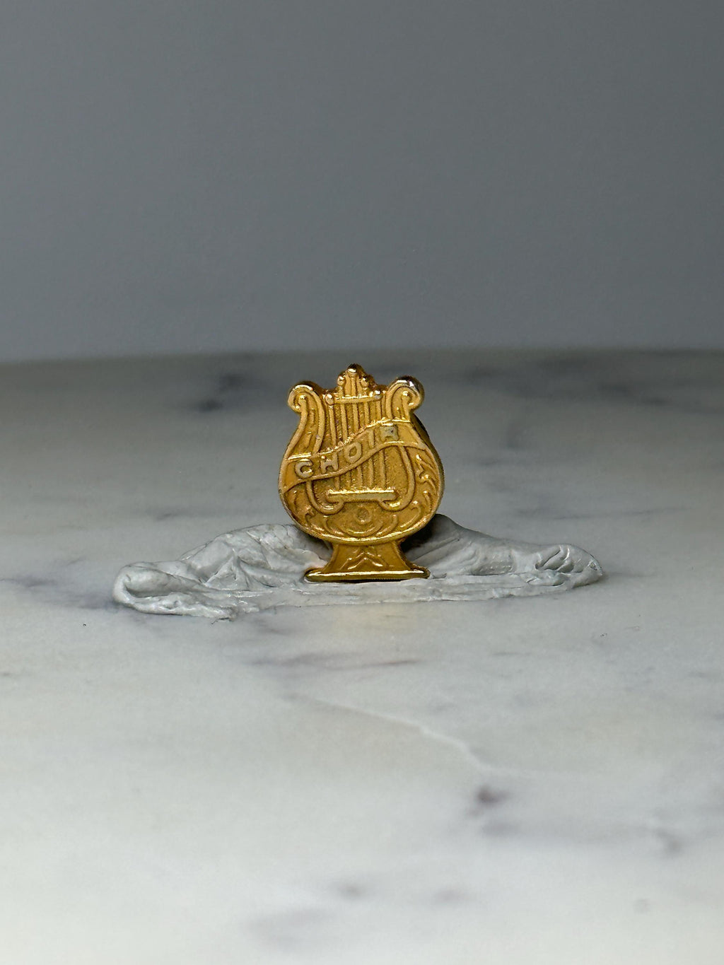 Vintage Chior Club Lyre Lapel Pin: Gold Tone - Music Accessory