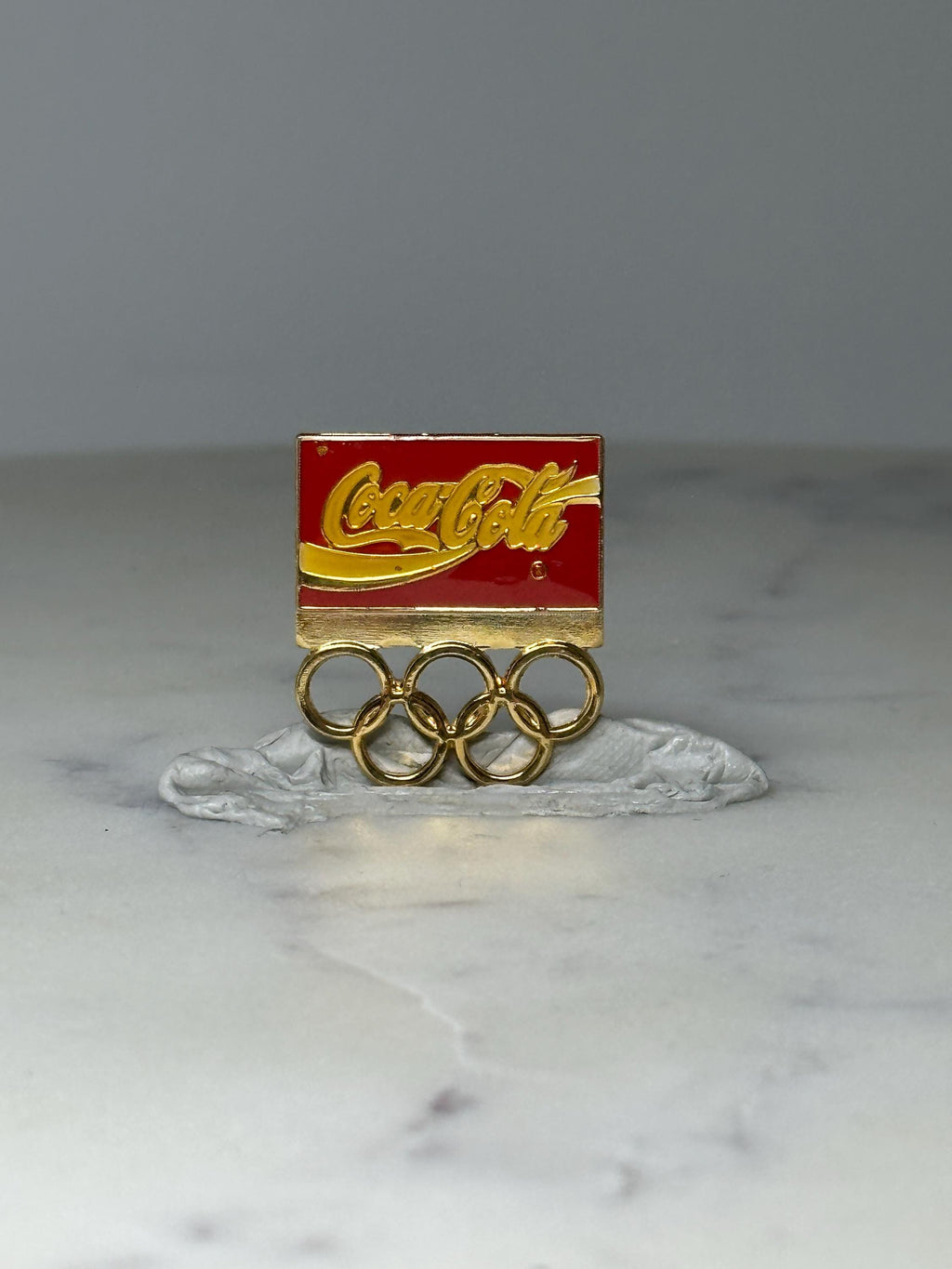 Vintage Coca Cola Olympic Rings Pin: Red & Gold Enamel - 1990s