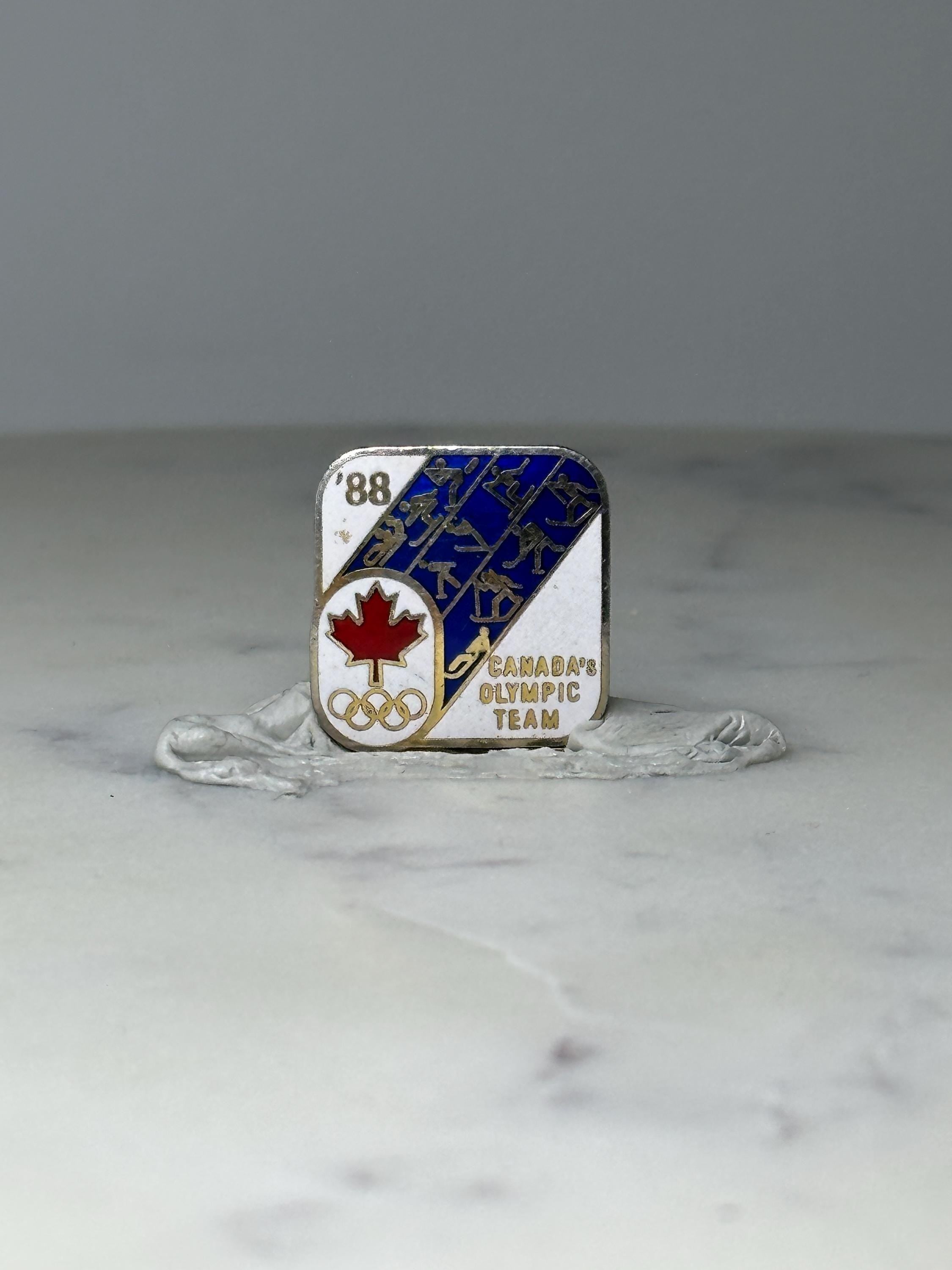 Vintage Canada Olympic Team Pin: Enamel Maple Leaf - 1988 Games Accessory