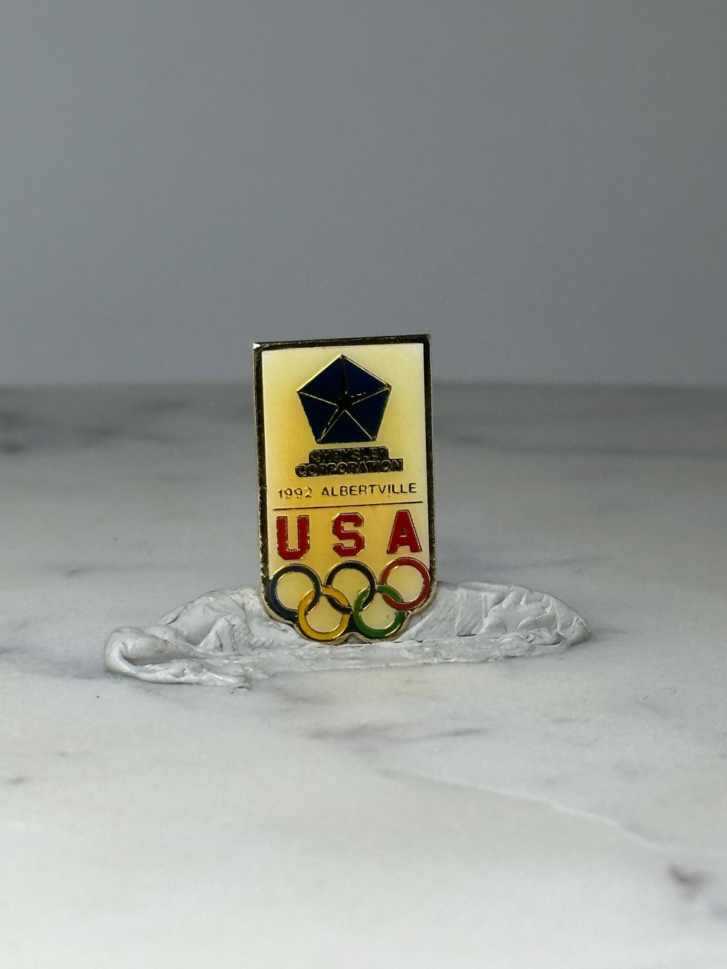 Vintage Chrysler USA Olympic Pin: Gold Enamel - 1992 Albertville Accessory