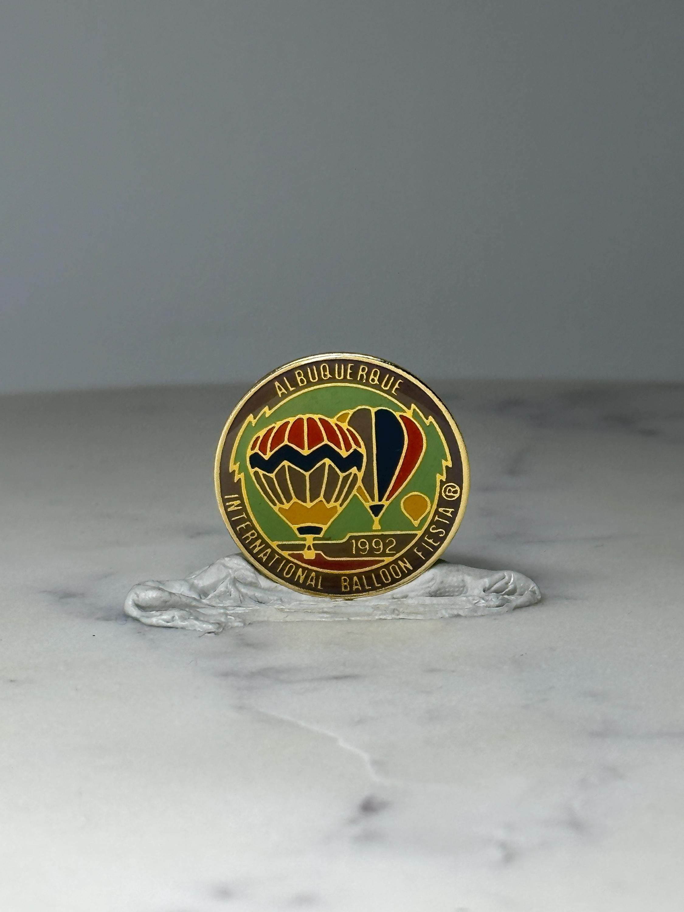 Vintage Albuquerque Balloon Fiesta Pin: Gold Tone Enamel - 1992 Souvenir Accessory