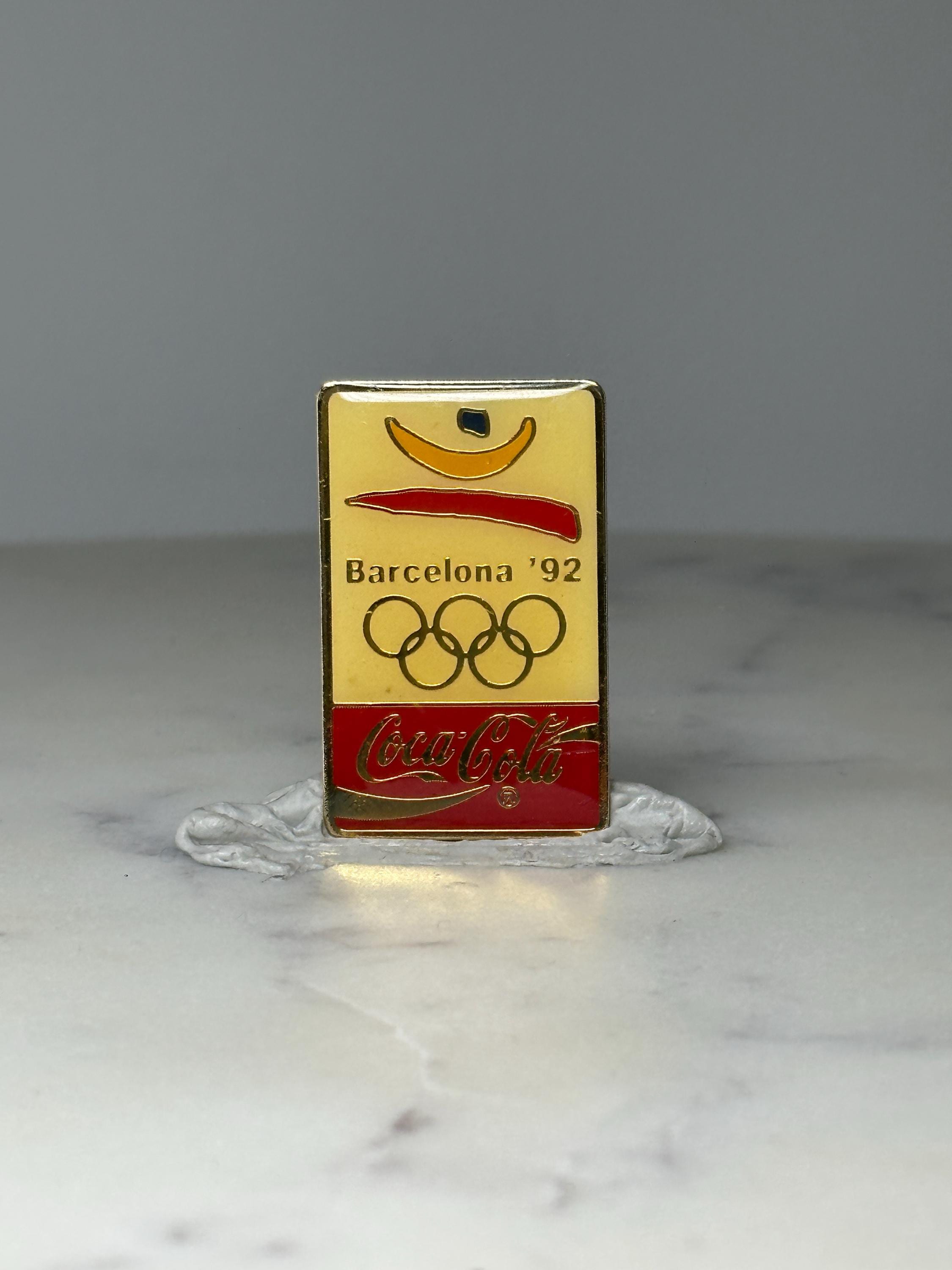 Vintage Barcelona 92 Olympic Pin: Gold Enamel - Coca Cola Sponsor