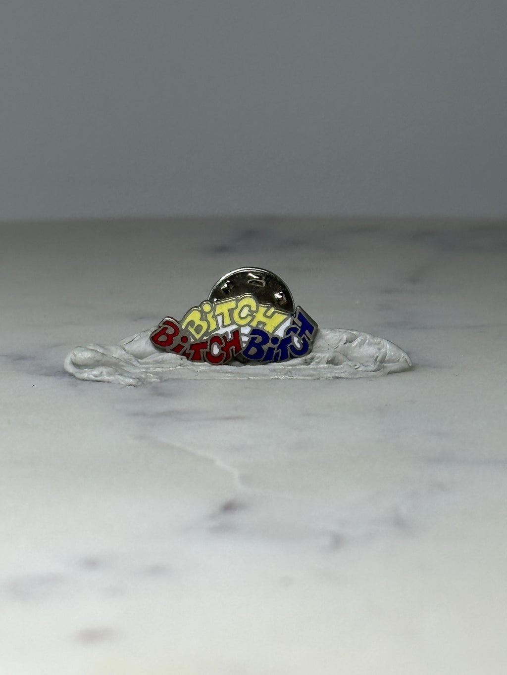 Vintage Bitch Bitch Bitch Enamel Pin: Red Yellow Blue - 1990s Novelty Accessory
