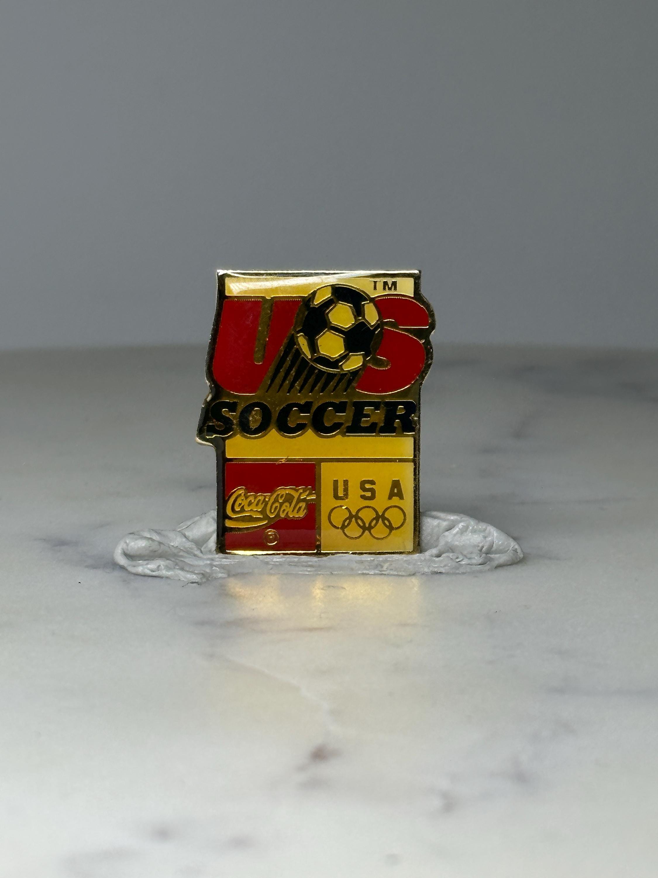 Vintage US Soccer Enamel Pin: Gold Tone - Olympic USA Theme Accessory