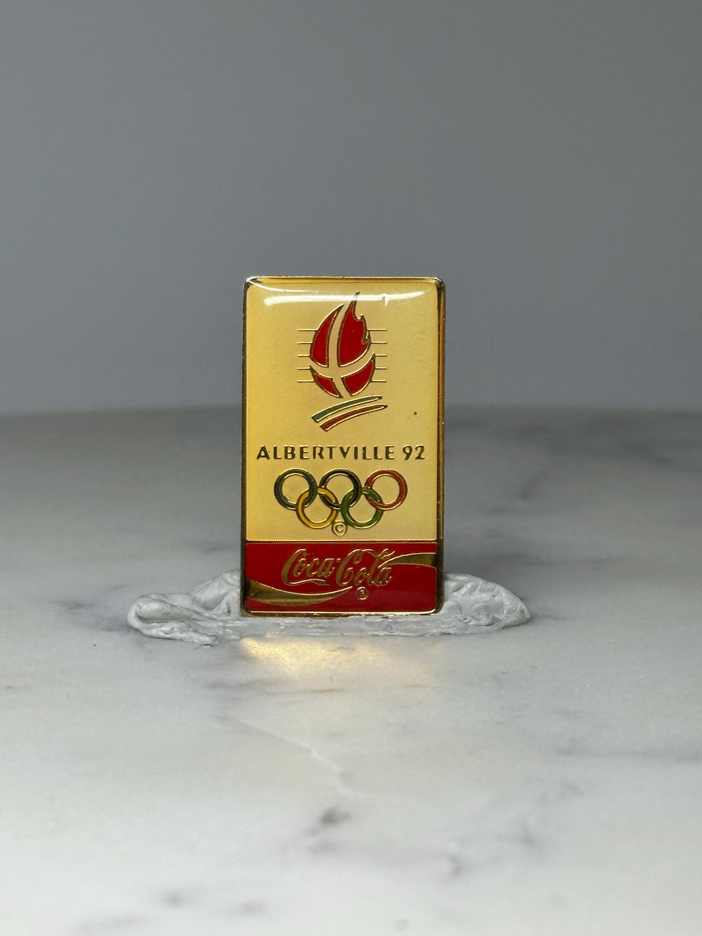 Vintage Albertville 92 Olympic Pin: Gold Tone Enamel - Coca Cola Sponsor