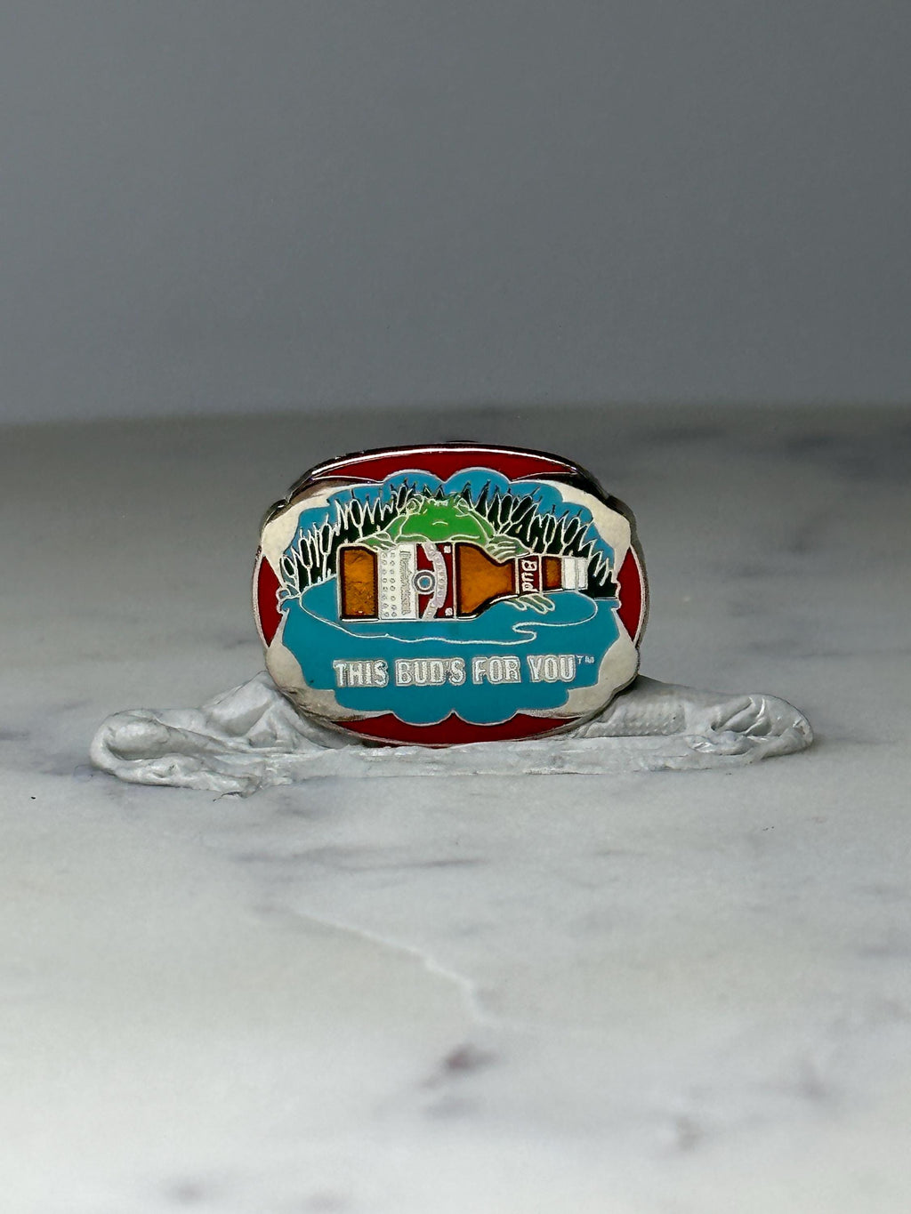 Vintage Budweiser Beer Bottle Pin: Red Enamel - 1980s Bar Accessory