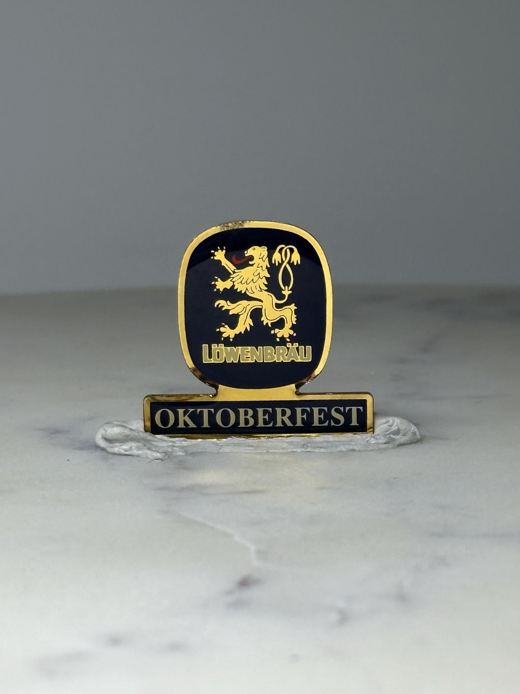 Vintage Lowenbrau Oktoberfest Enamel Pin: Blue & Gold - Beer Fest Accessory