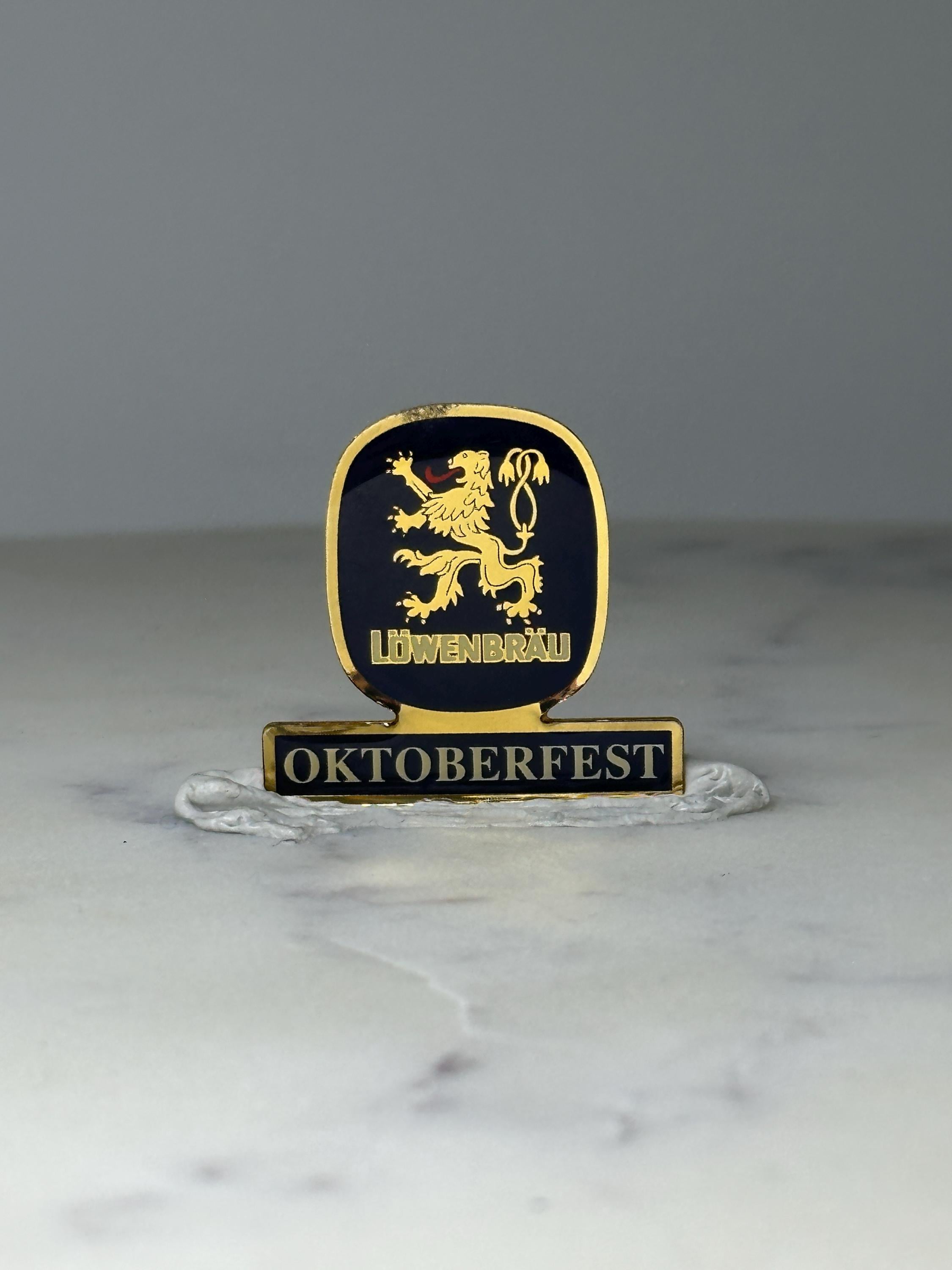 Vintage Lowenbrau Oktoberfest Enamel Pin: Blue & Gold - Beer Fest Accessory