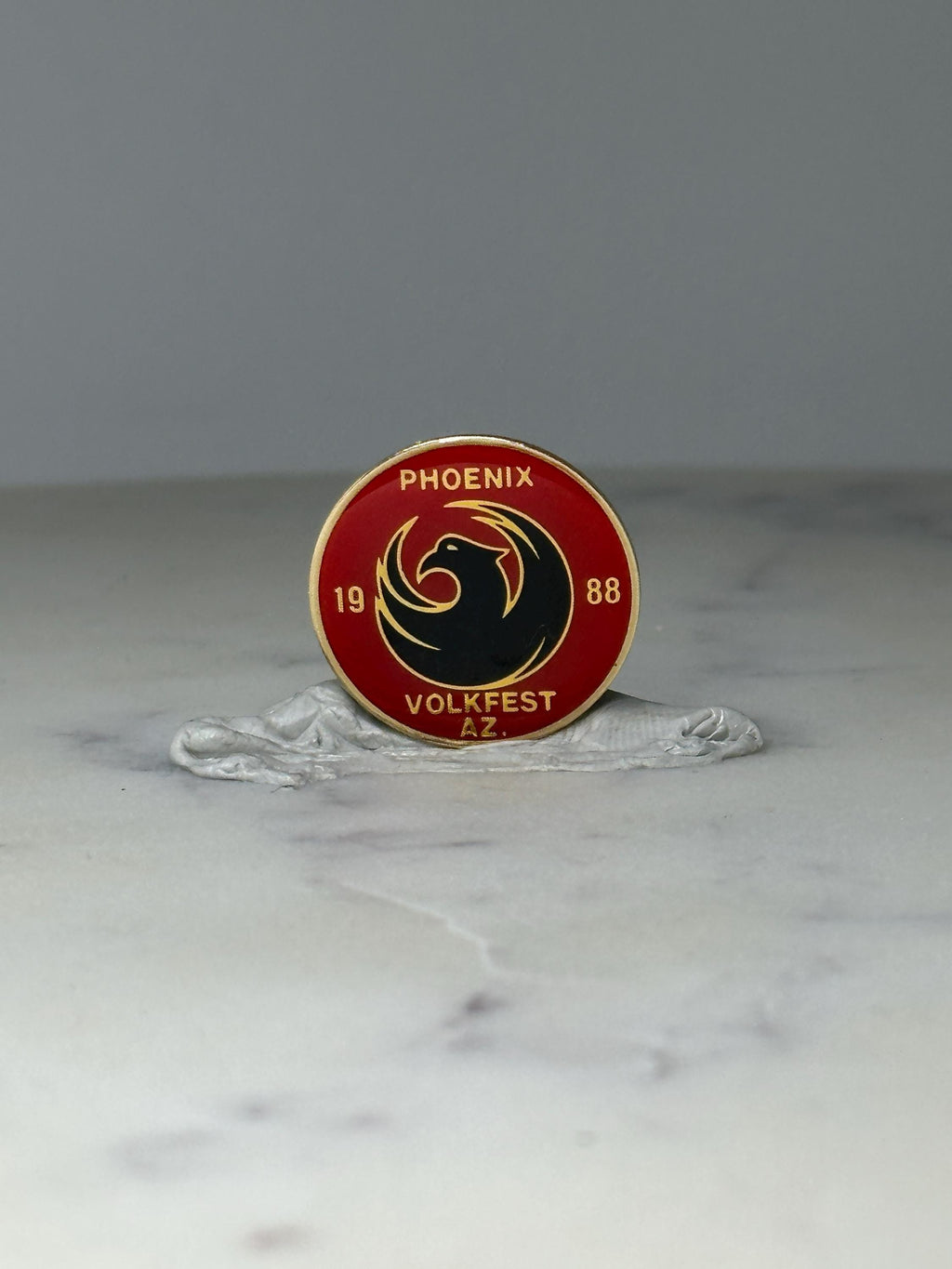 Vintage Phoenix Volkfest Lapel Pin: Red & Gold Enamel - 1988 Festival Accessory