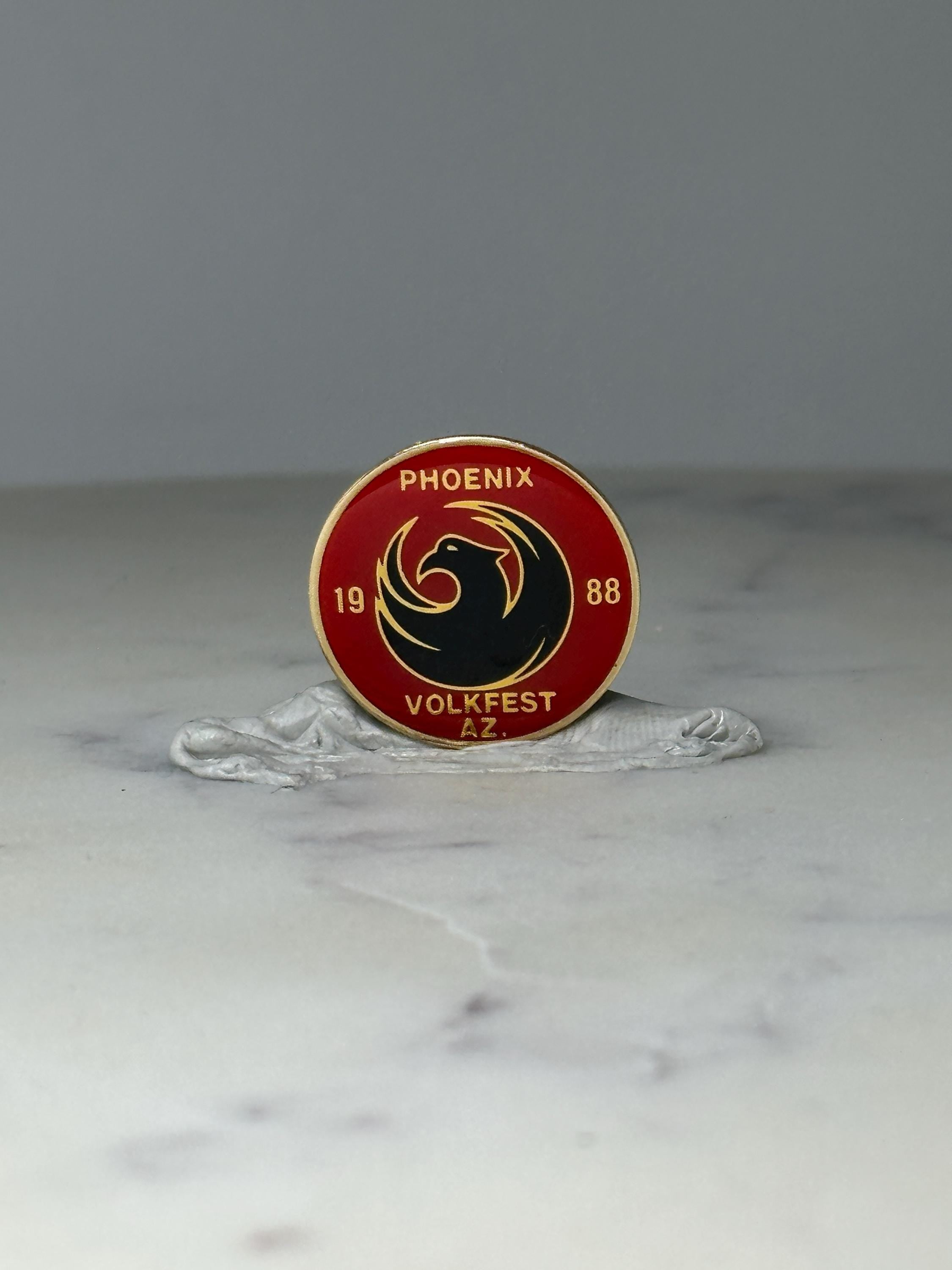 Vintage Phoenix Volkfest Lapel Pin: Red & Gold Enamel - 1988 Festival Accessory