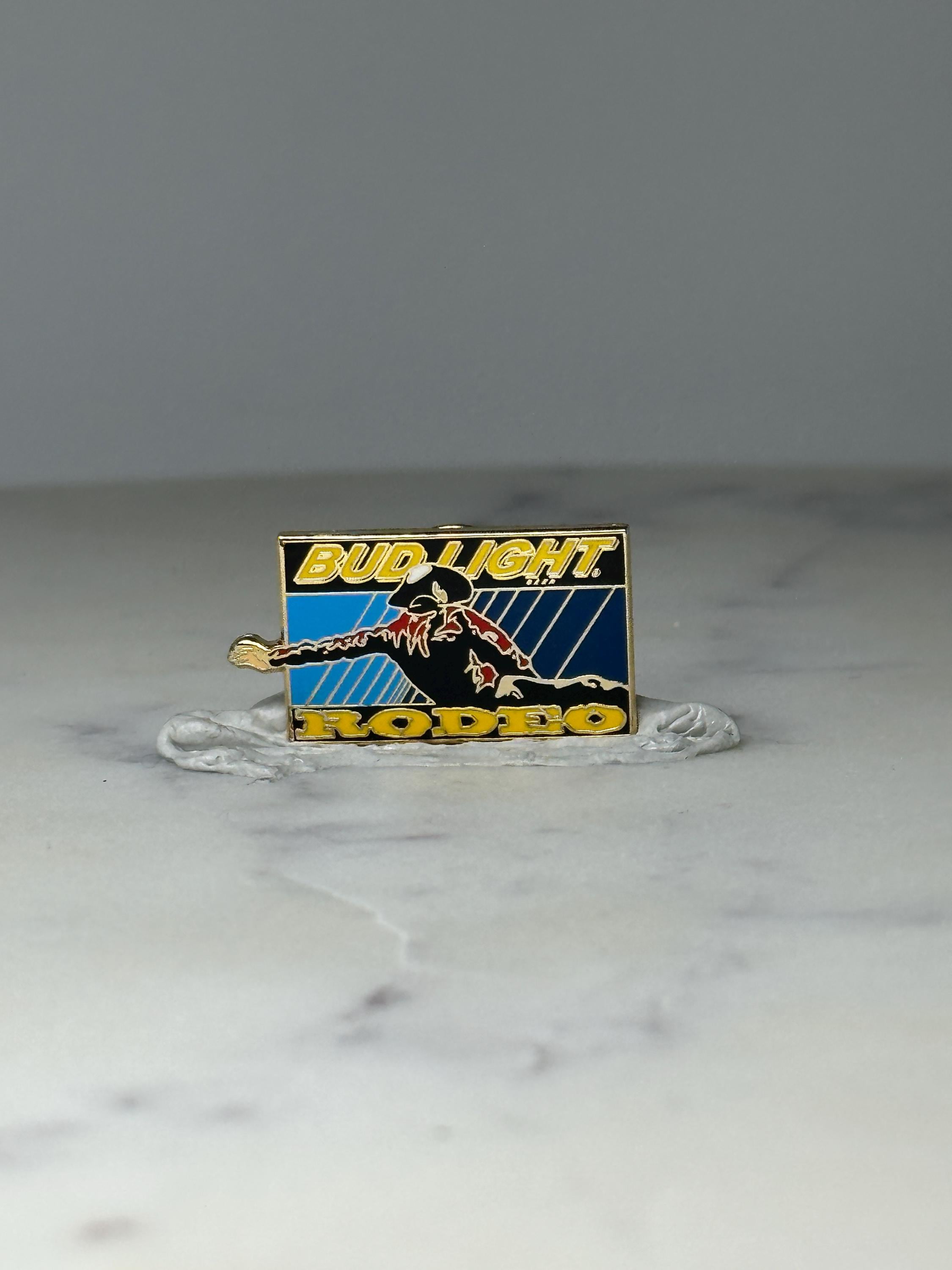 Vintage Bud Light Rodeo Enamel Pin: Gold Tone - 1990s Promo Accessory