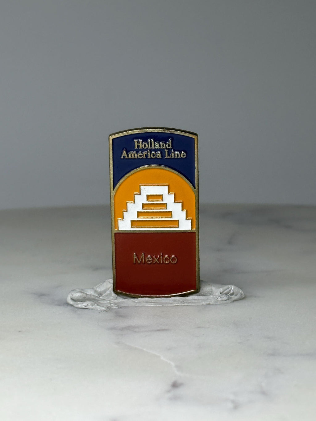 Vintage Holland America Line Enamel Pin: Gold Tone - Mexico Cruise