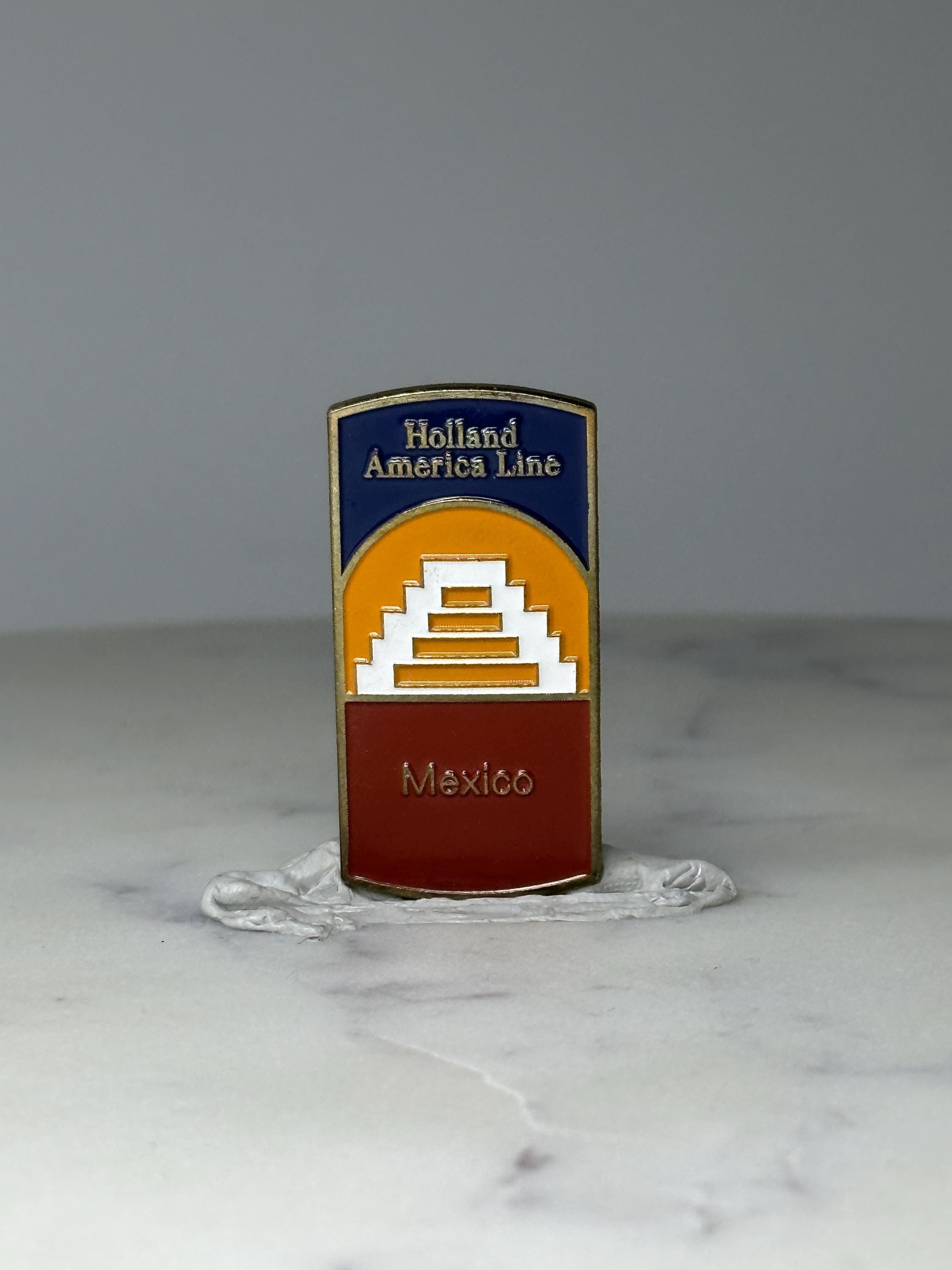 Vintage Holland America Line Enamel Pin: Gold Tone - Mexico Cruise