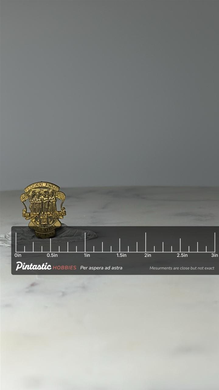 Vintage 1969 Sweet Adelines Regional Award Pin: Second Place Choir Singing Enamel Pin with ruler overlay for size reference