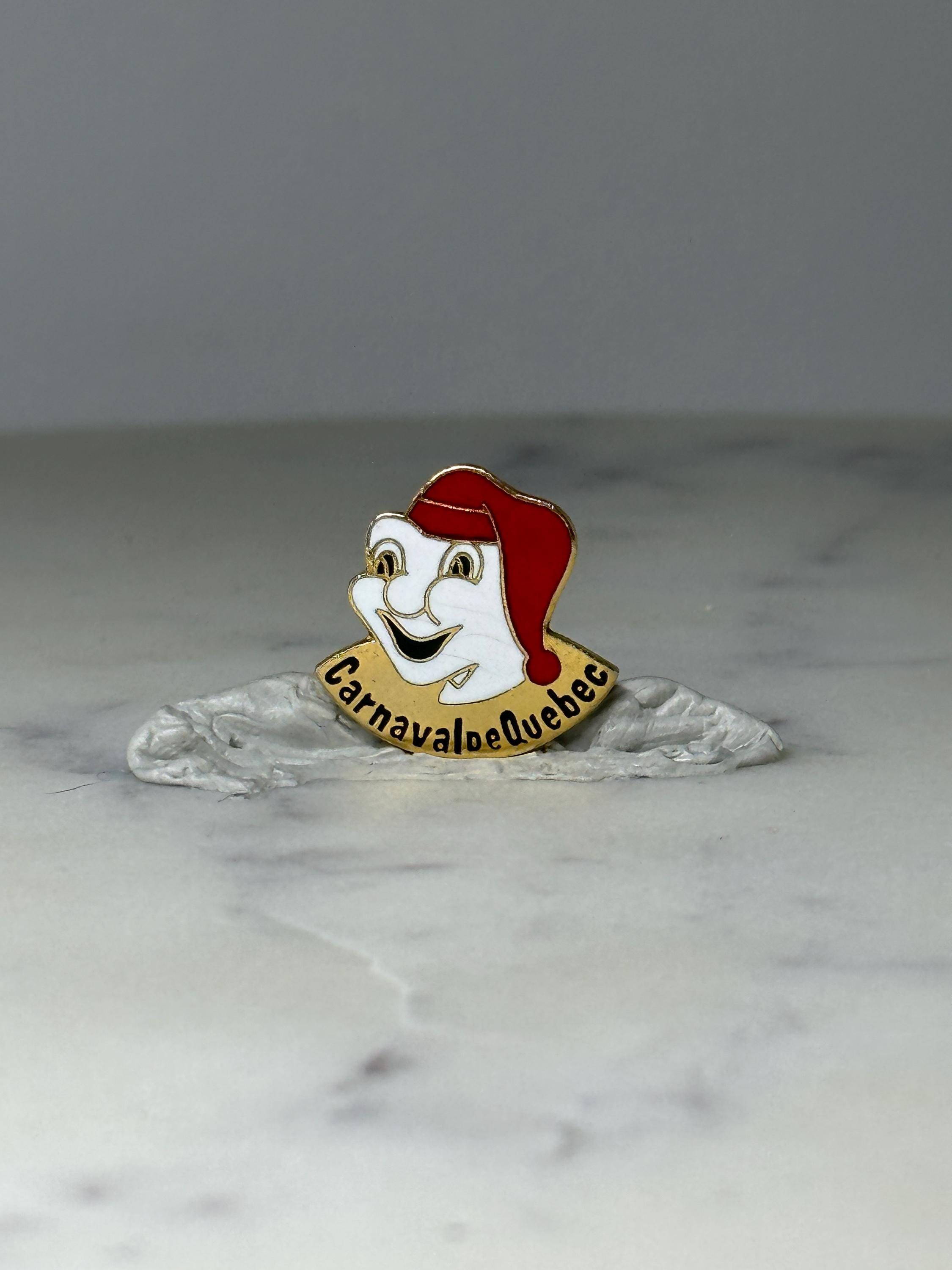 Vintage Carnaval de Quebec Enamel Lapel Pin: Red & White - Winter Festival Accessory