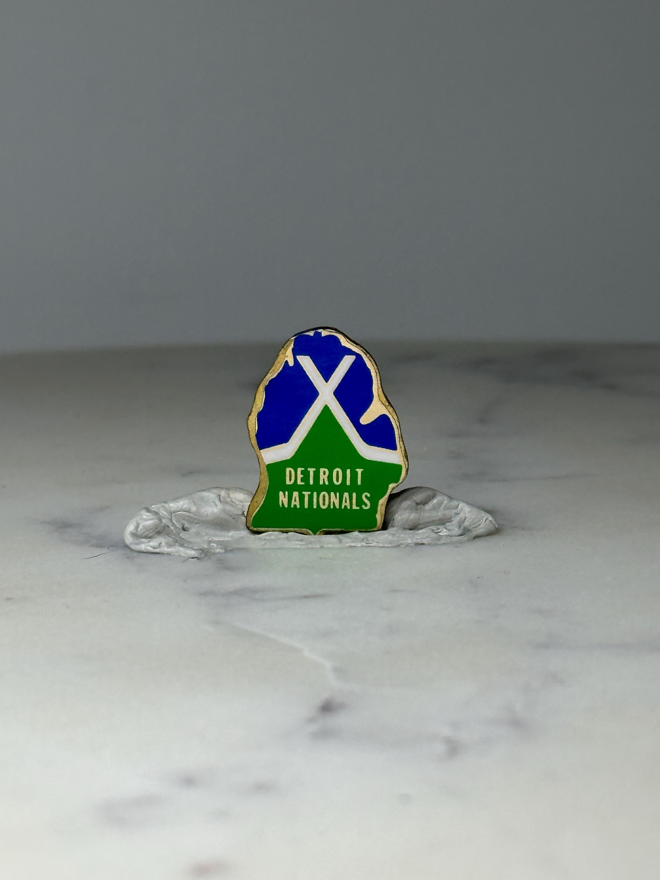 Vintage Detroit Nationals Pin: Blue & Green - Hockey Era Accessory