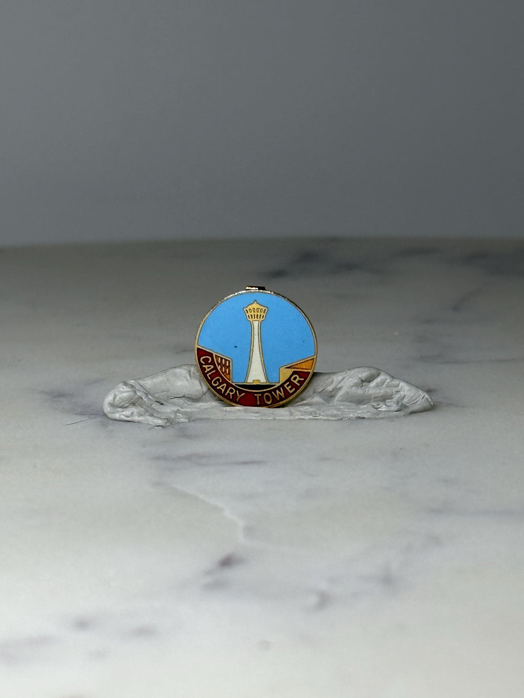 Vintage Calgary Tower Enamel Pin: Gold Tone - Canada Souvenir Accessory