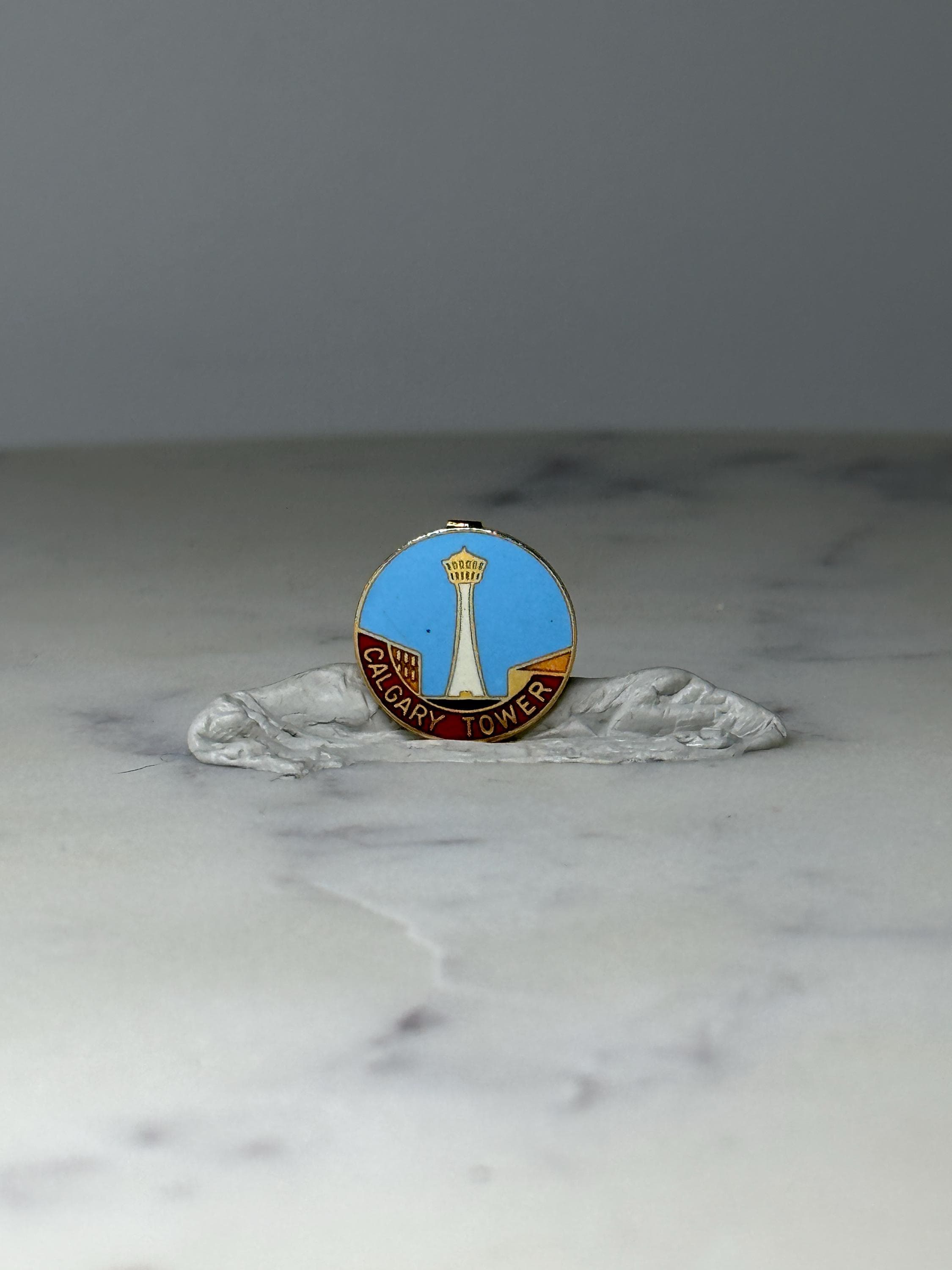 Vintage Calgary Tower Enamel Pin: Gold Tone - Canada Souvenir Accessory
