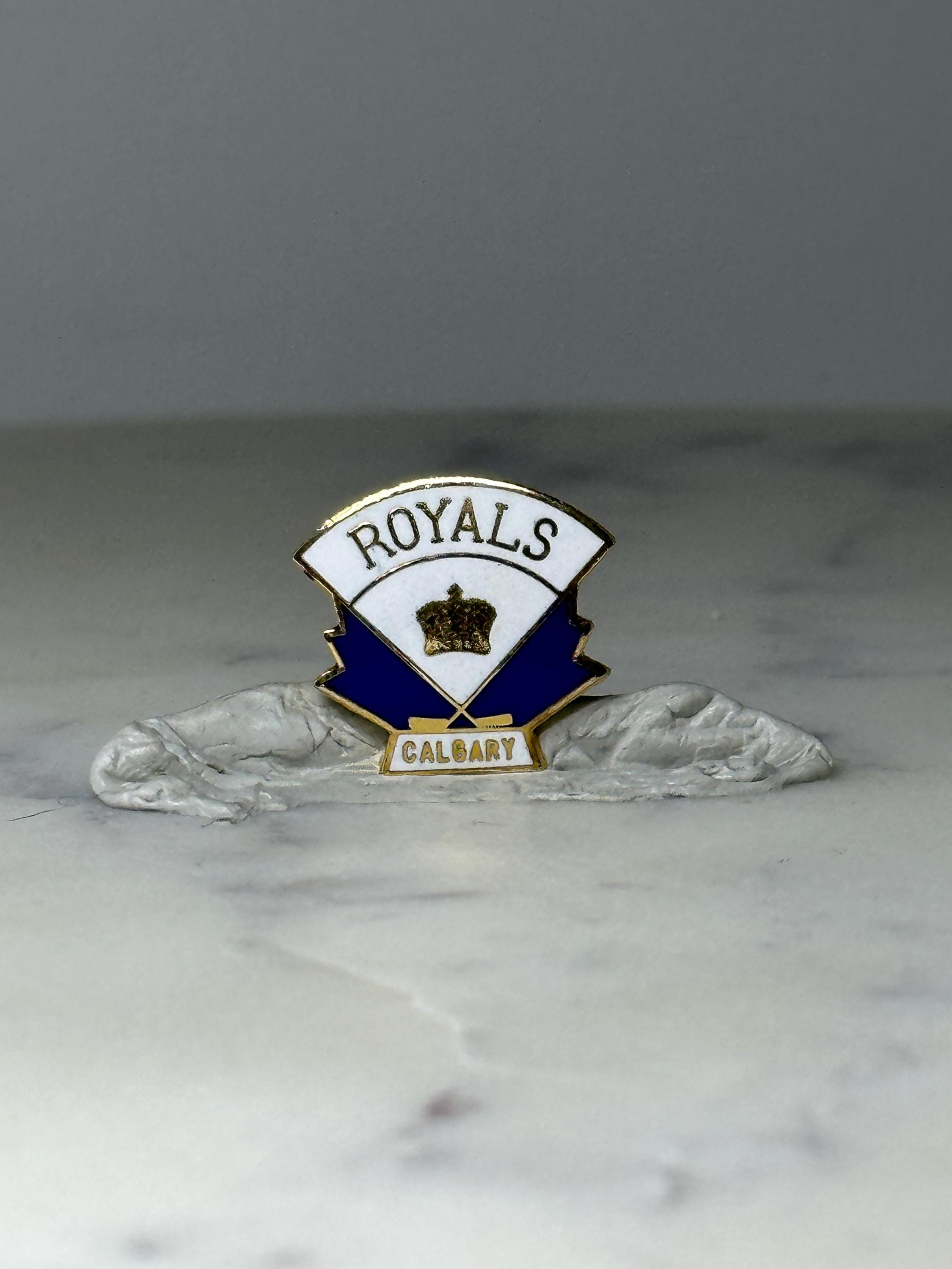 Calgary Royals Enamel Youth Hockey Team Lapel Pin: Blue White Gold - Canada Souvenir Accessory