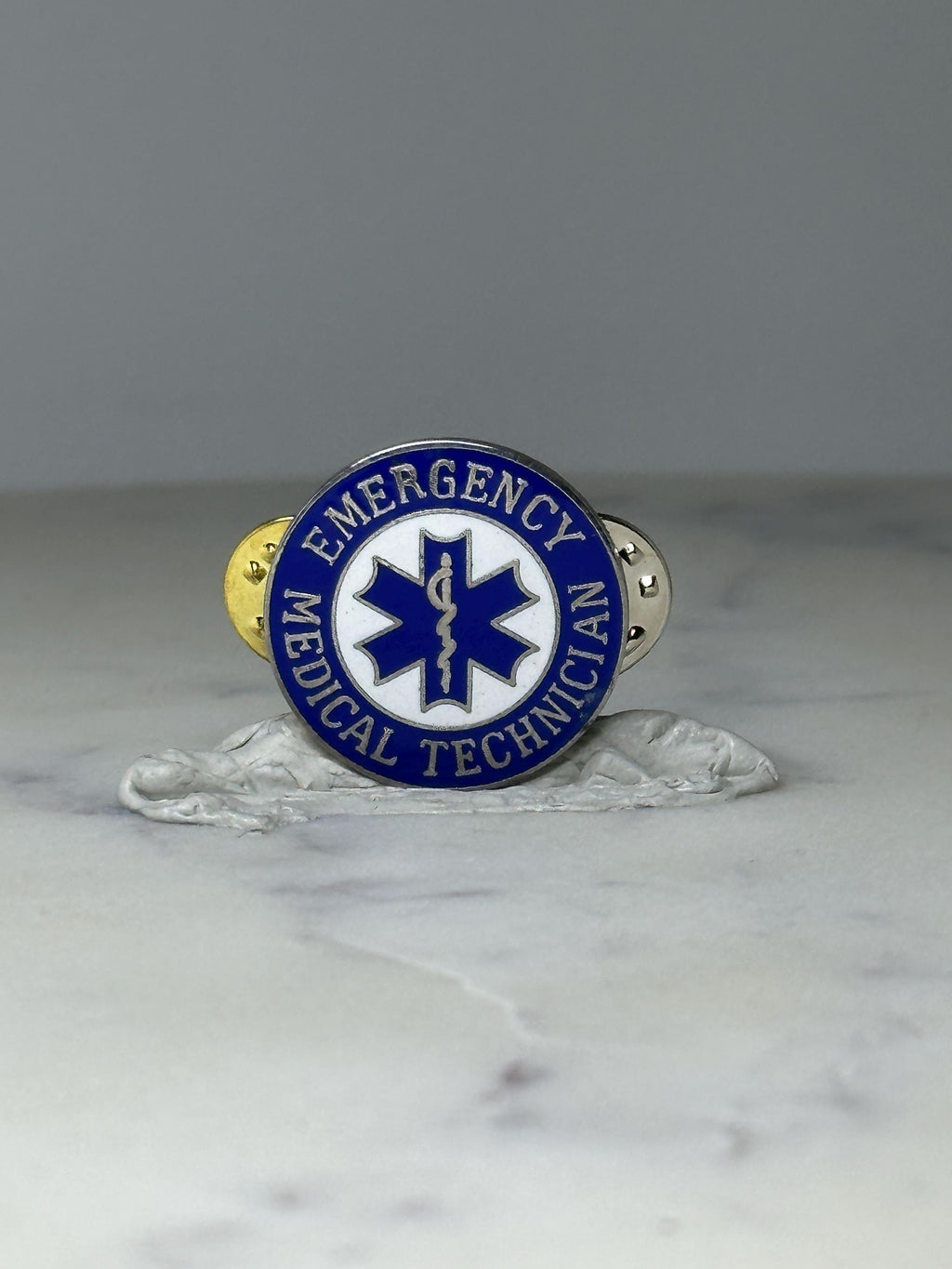 Vintage Emergency Medical Technician Lapel Pin: Blue Enamel - EMS Service Accessory