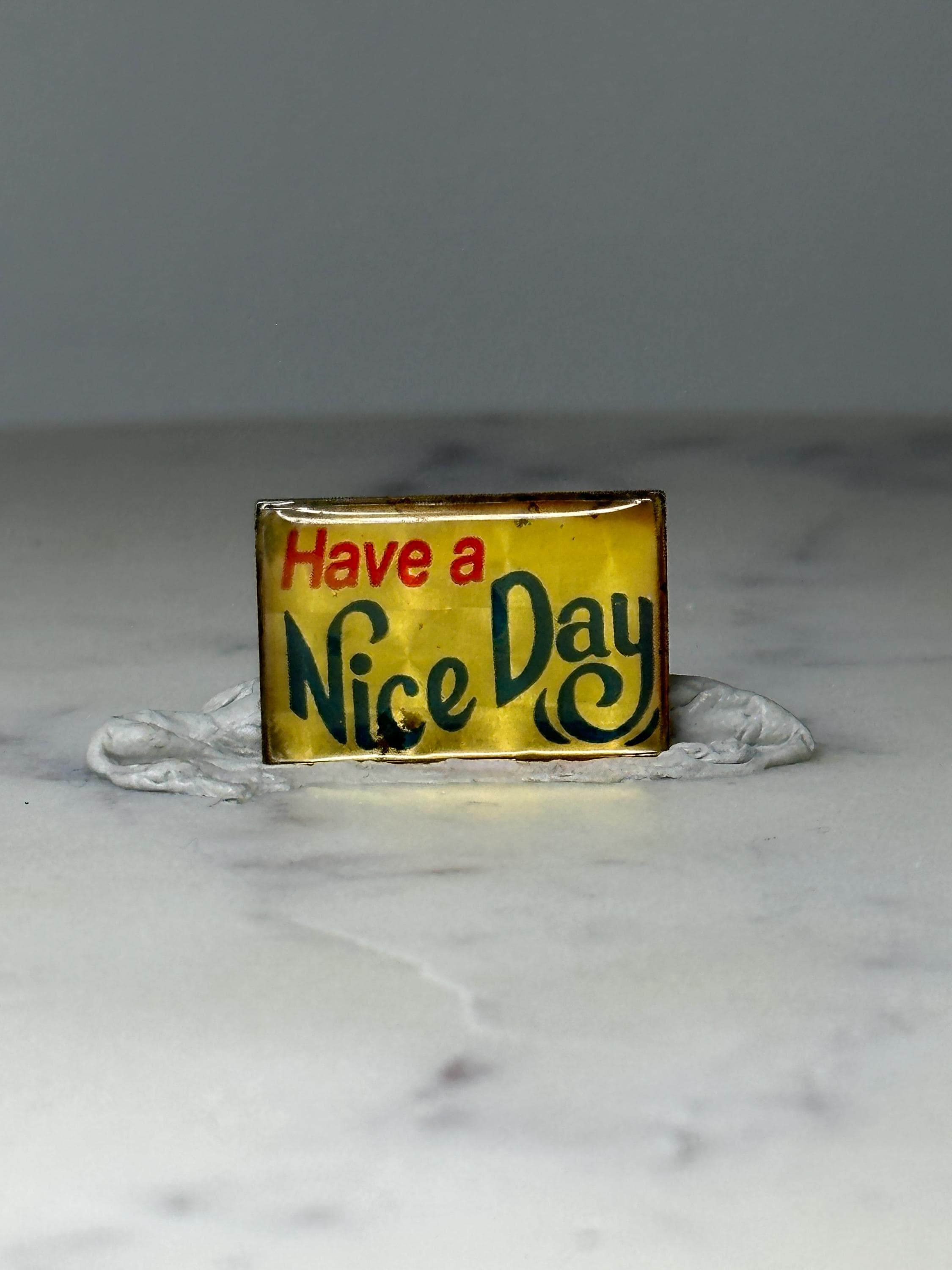 Vintage Have a Nice Day Lapel Pin: Yellow Enamel - Retro 1970s Accessory