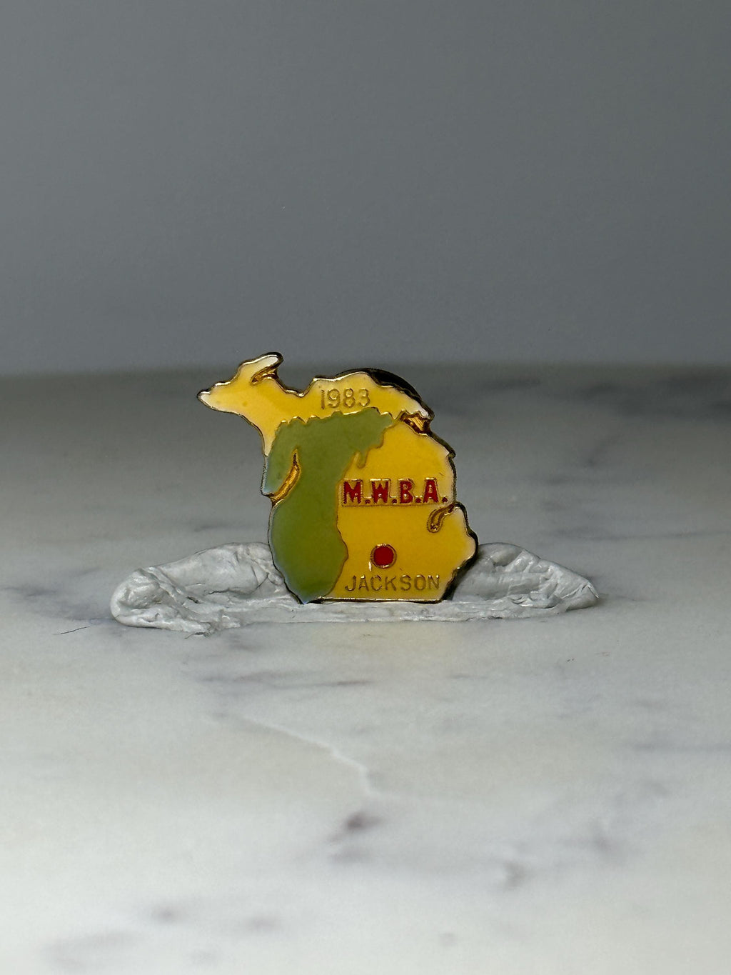 Vintage Michigan MWBA 1983 Enamel Pin: Gold Tone - Jackson Event Accessory