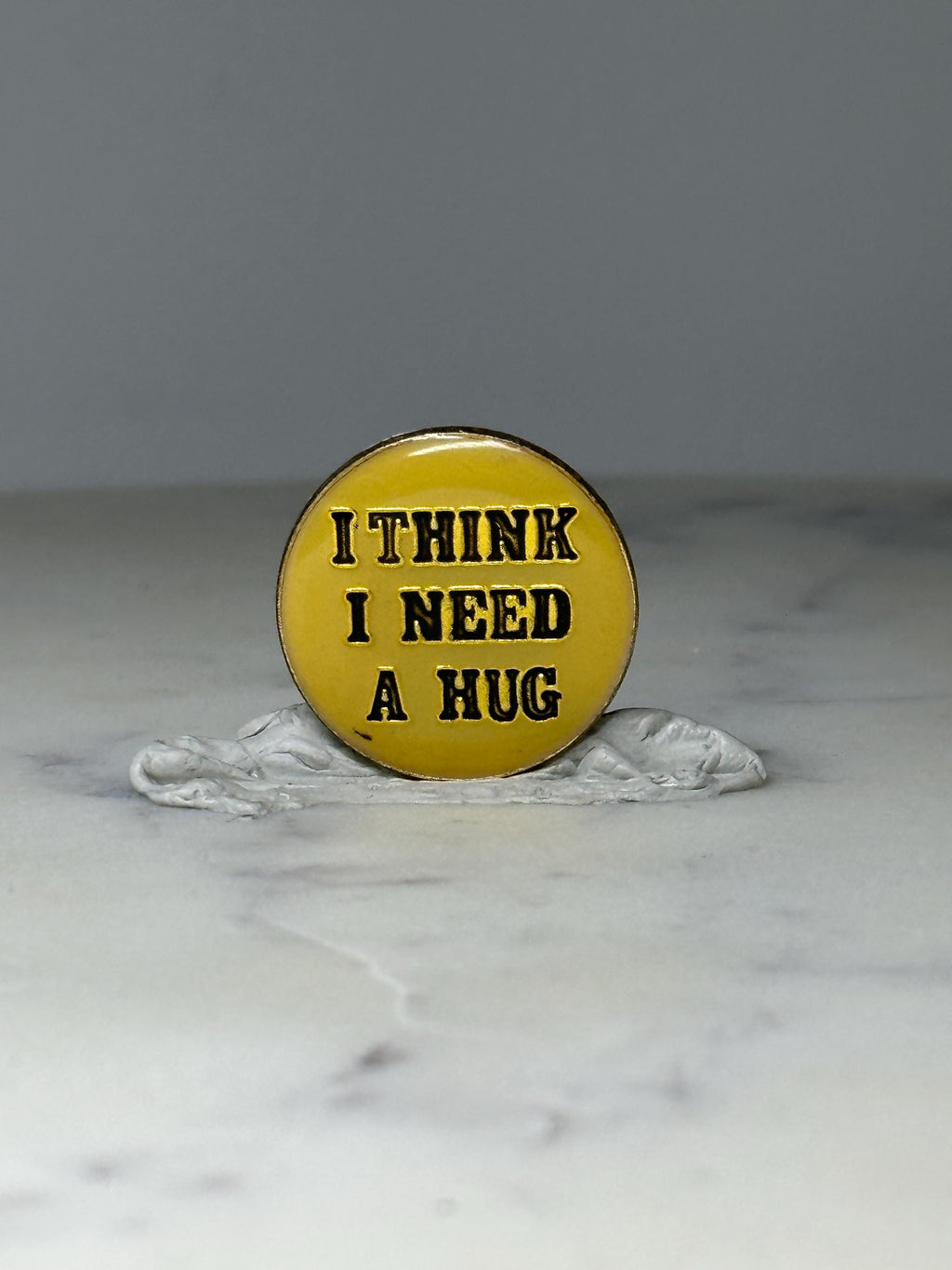 Vintage I Think I Need A Hug Pin: Yellow Enamel - Novelty Accessory