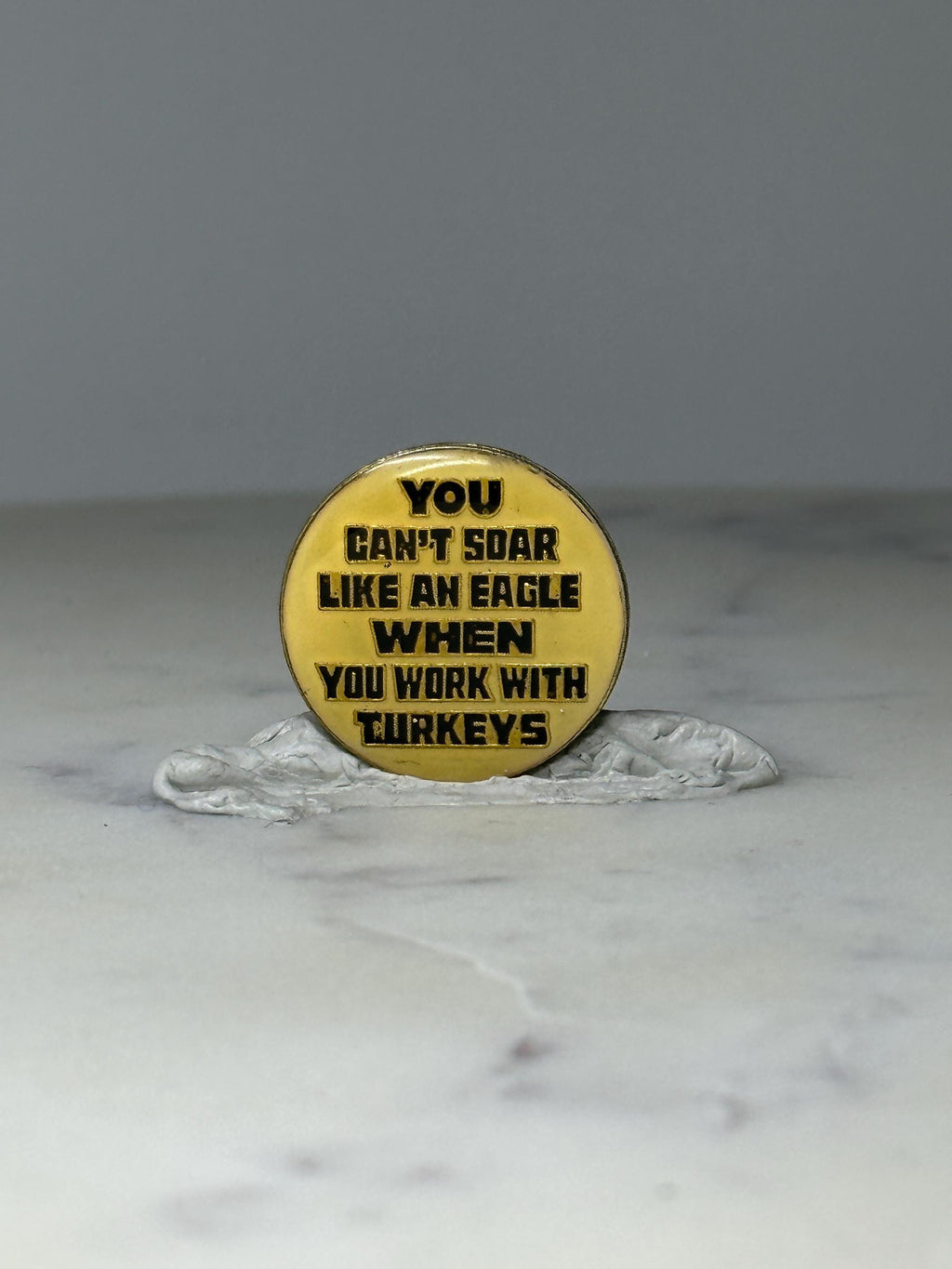 Vintage Eagle Humor Enamel Pin: Yellow & Black - Office Gag Accessory
