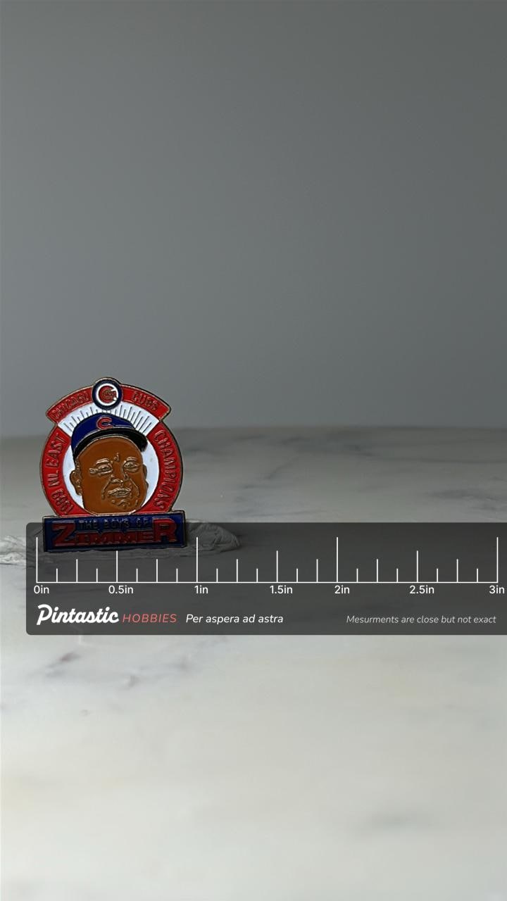 Vintage Chicago Cubs 1989 NL East Champions Pin: Enamel - MLB Accessory with ruler overlay for size reference