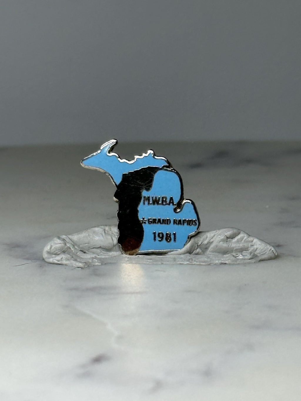 Vintage Michigan State Enamel Pin: Blue & Black - 1981 Grand Rapids Accessory