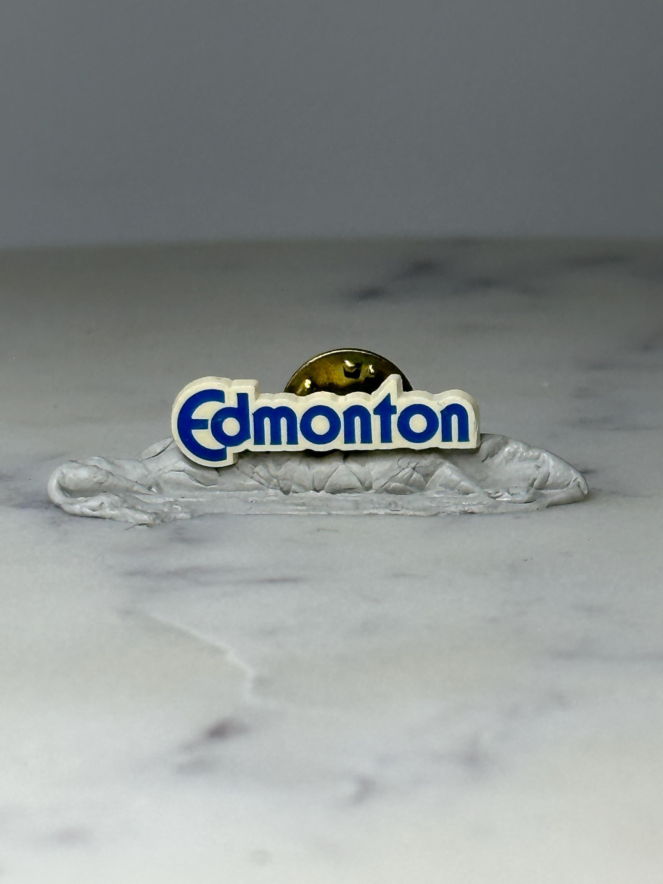 Vintage Edmonton Souvenir Lapel Pin: Blue White Enamel - Canada Travel Accessory