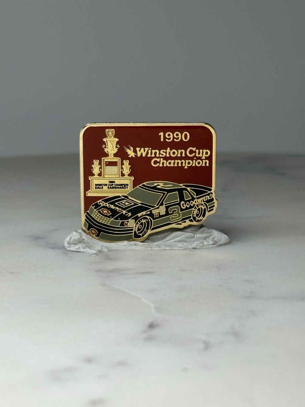 Vintage 1990 Winston Cup Champion NASCAR Pin: Red Enamel Gold - Racing Accessory