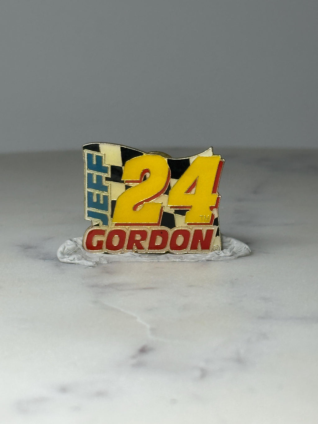 Vintage Jeff Gordon 24 Racing Pin: Enamel Checkered Flag - NASCAR Accessory