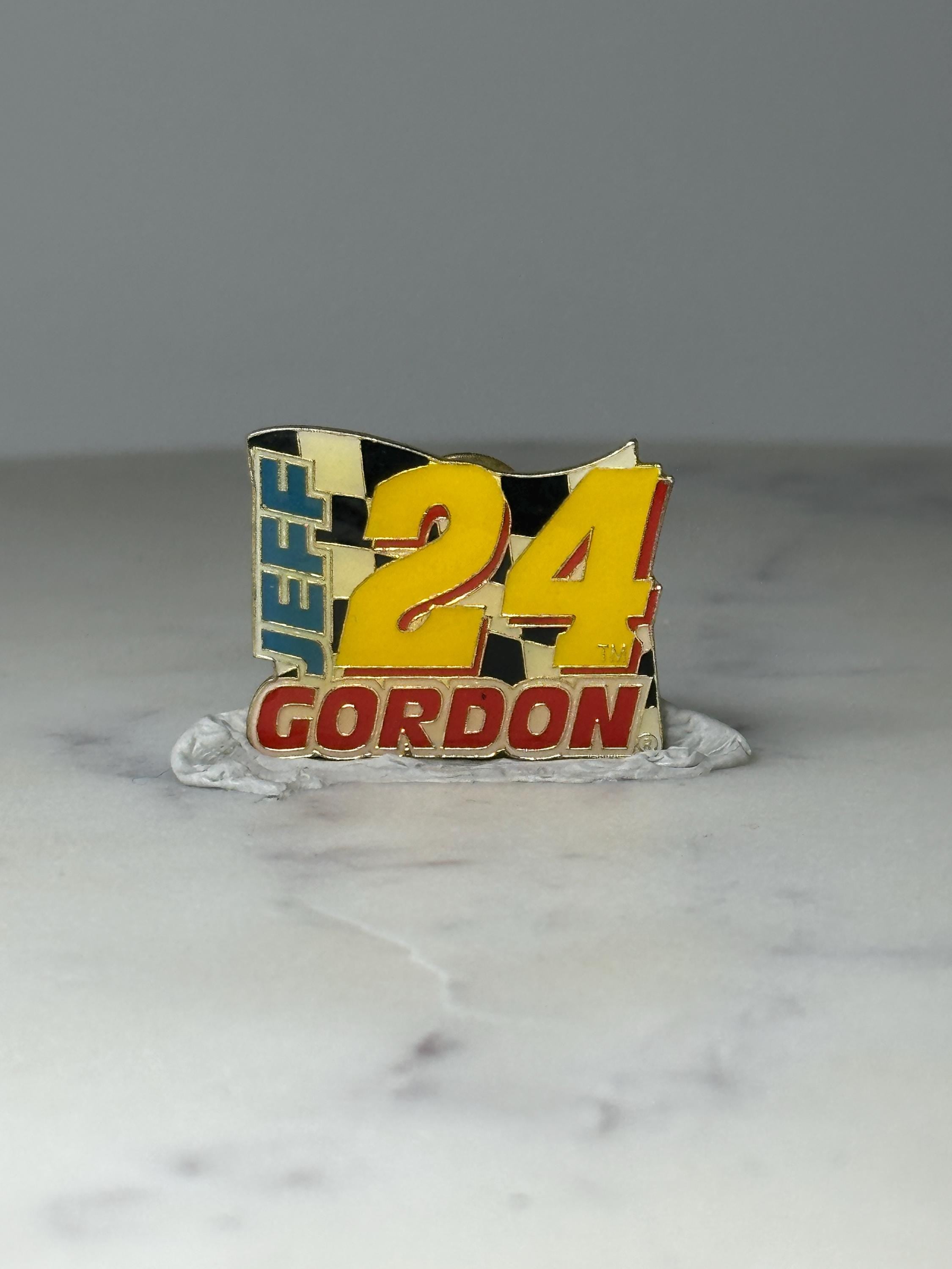 Vintage Jeff Gordon 24 Racing Pin: Enamel Checkered Flag - NASCAR Accessory