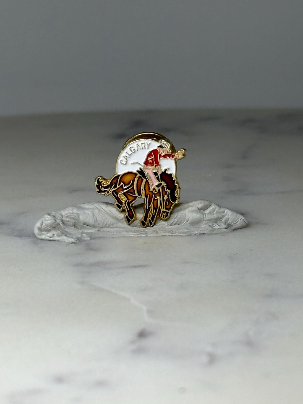 Vintage Calgary Cowboy Enamel Lapel Pin: Gold Tone - Western Souvenir Accessory