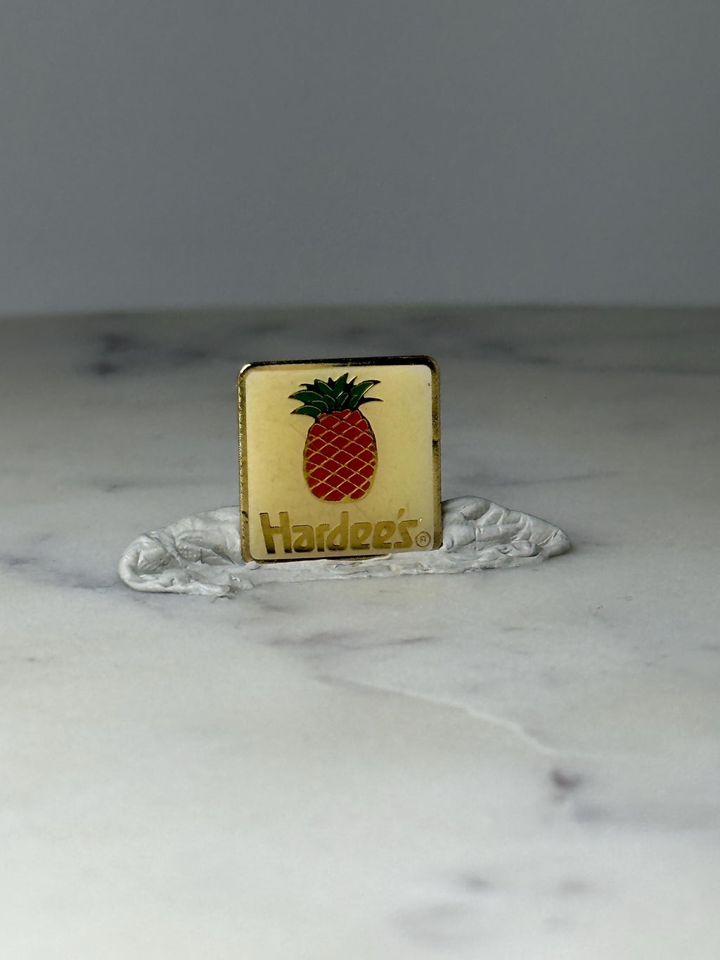 Vintage Hardee’s Pineapple Logo Lapel Pin: Gold Tone - 1970s Accessory