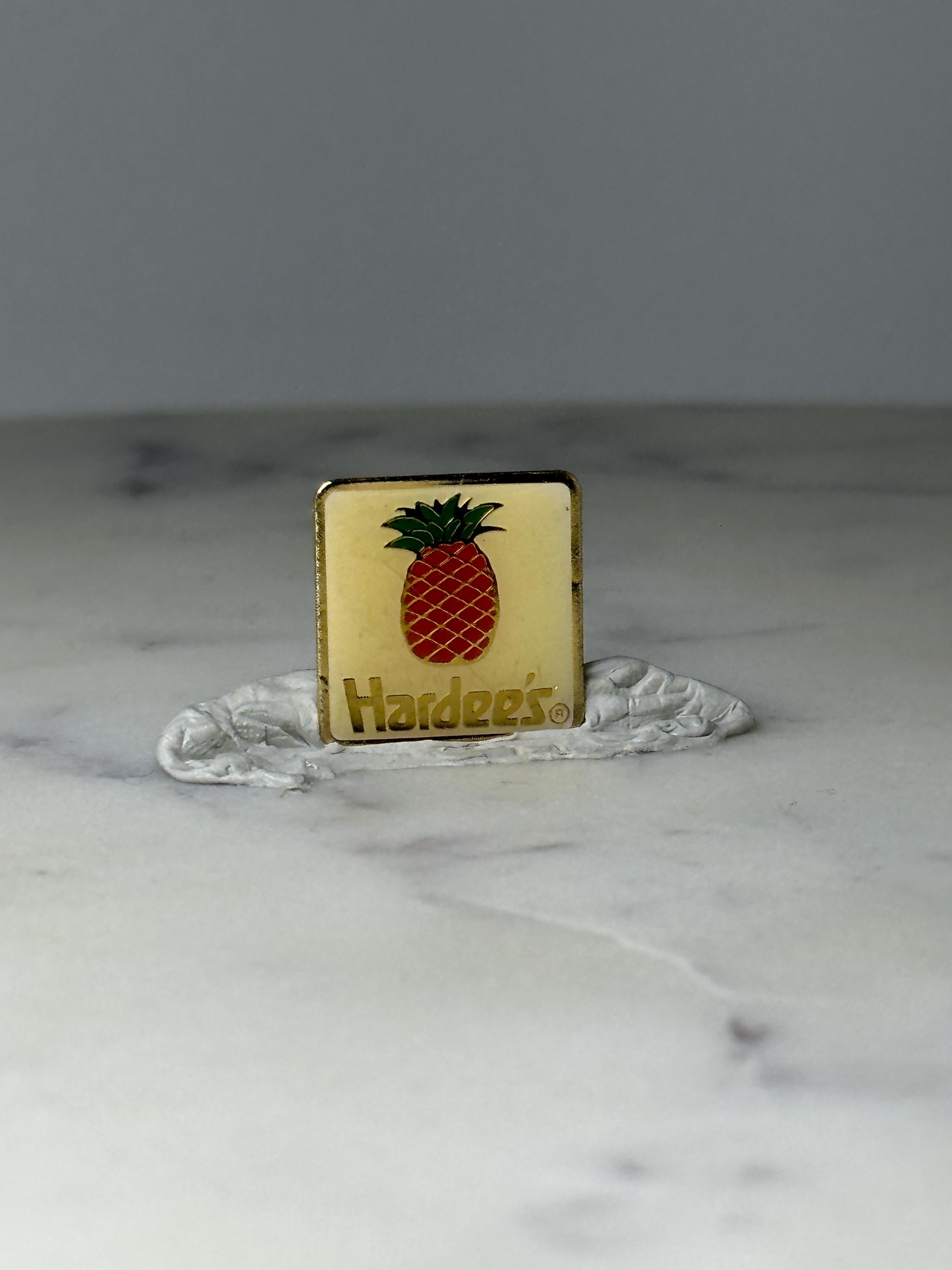 Vintage Hardee’s Pineapple Logo Lapel Pin: Gold Tone - 1970s Accessory