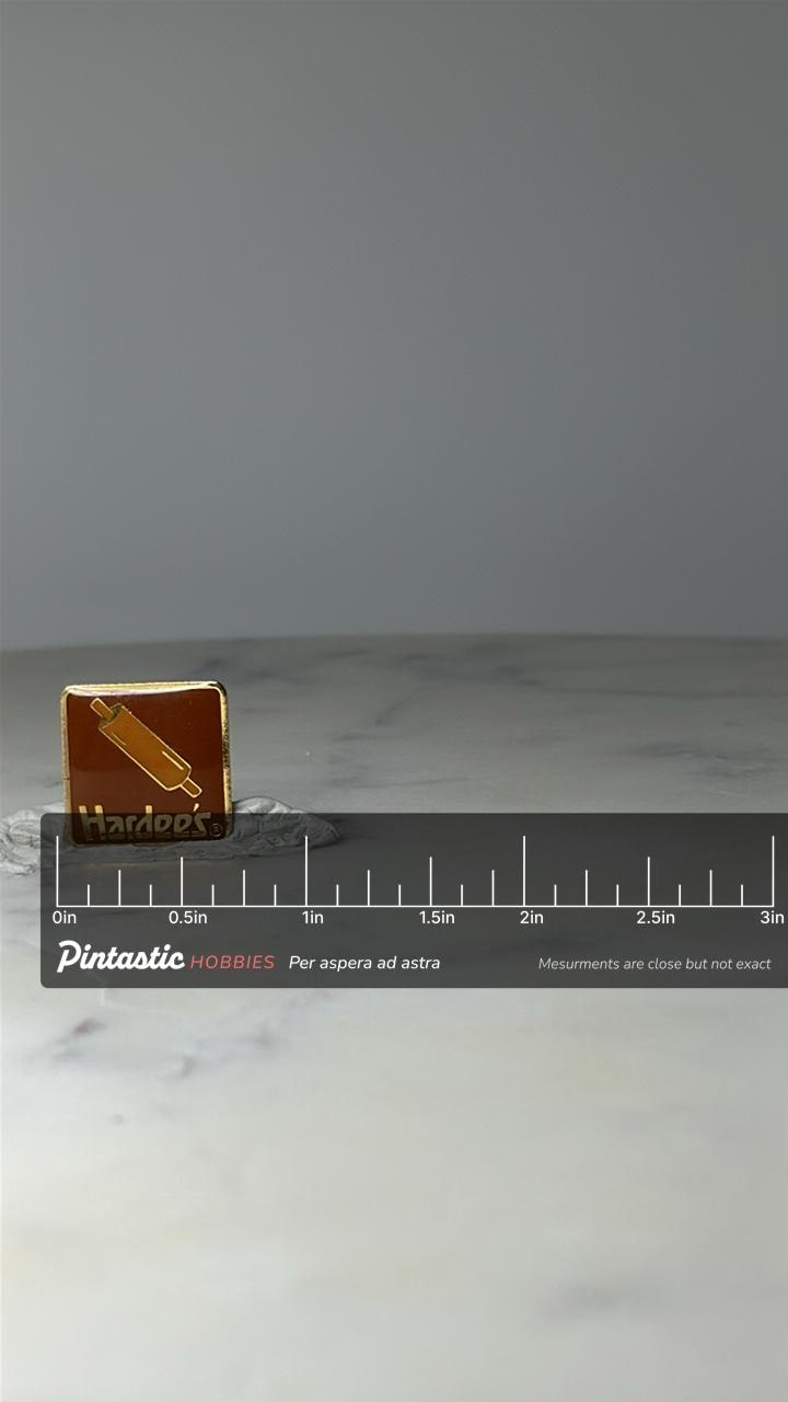 Vintage Hardee’s Dough Roller Pin: Brown & Gold Enamel - 1980s Fast Food Accessory with ruler overlay for size reference