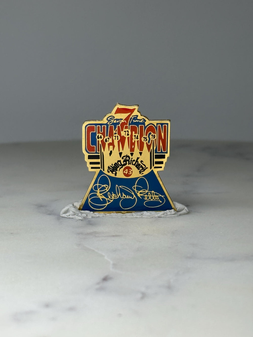 Vintage Richard Petty 7 Time Champion Pin: Enamel - NASCAR Accessory