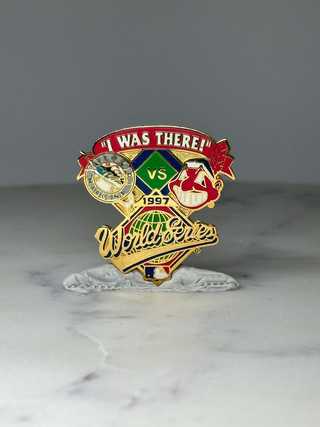 Vintage 1997 World Series Enamel Pin: Gold Tone - MLB Baseball