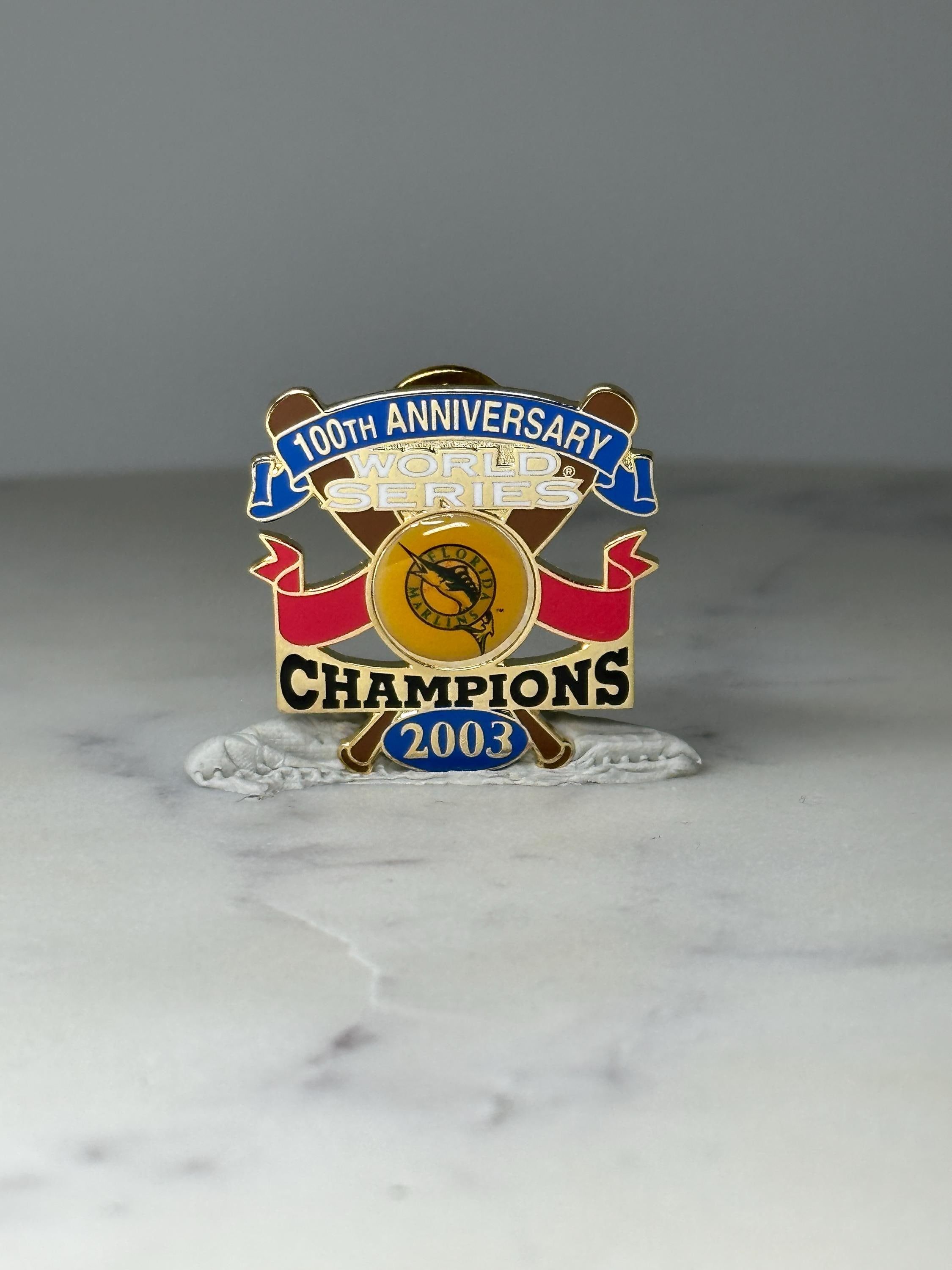 Vintage Florida Marlins World Series Pin: Gold Enamel - 2003 Champions Accessory