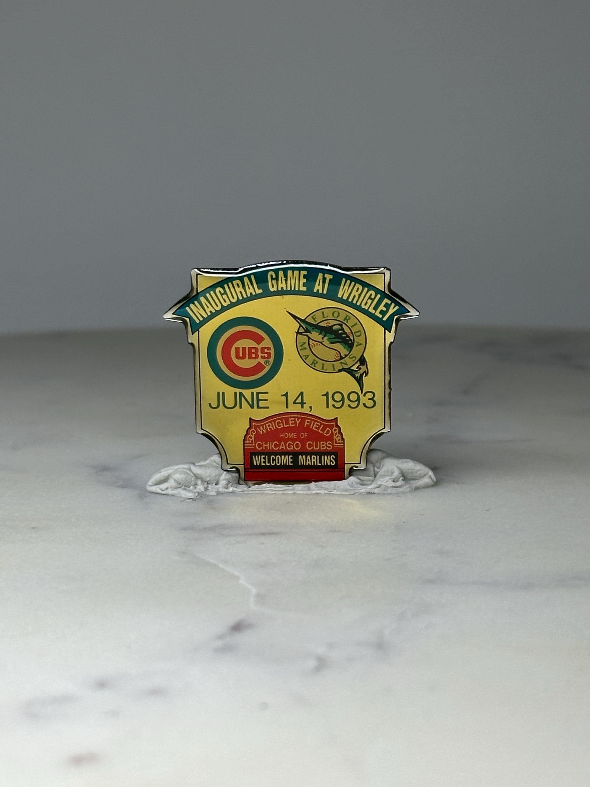 Vintage Chicago Cubs Inaugural Game Pin: Color Enamel - 1993 MLB Accessory