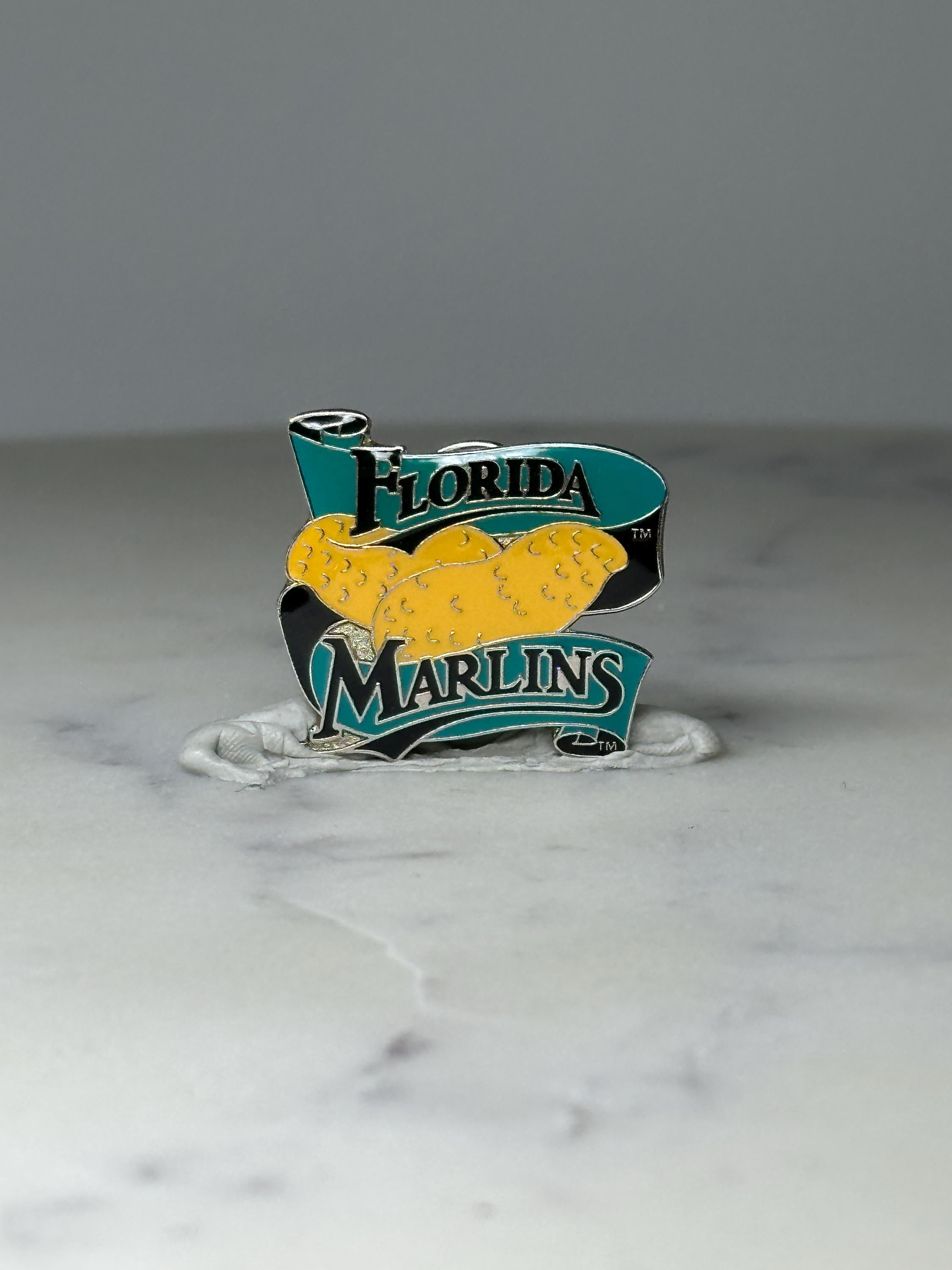 Vintage Florida Marlins Enamel Pin: Teal & Black - 1990s MLB Accessory
