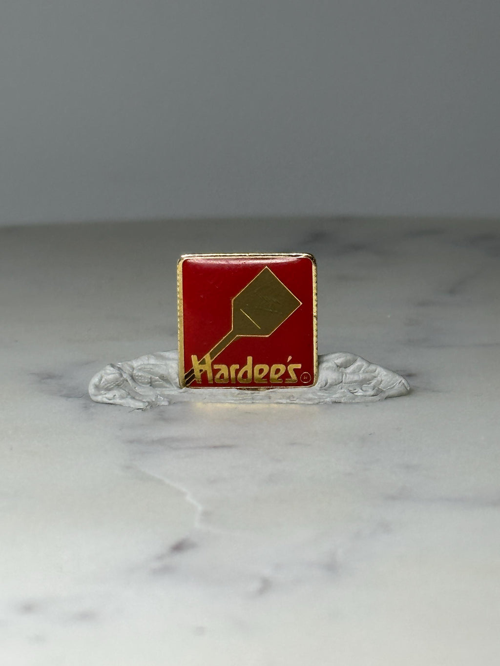 Vintage Hardee’s Spatula Logo Lapel Pin: Red & Gold Enamel - Fast Food Era Accessory